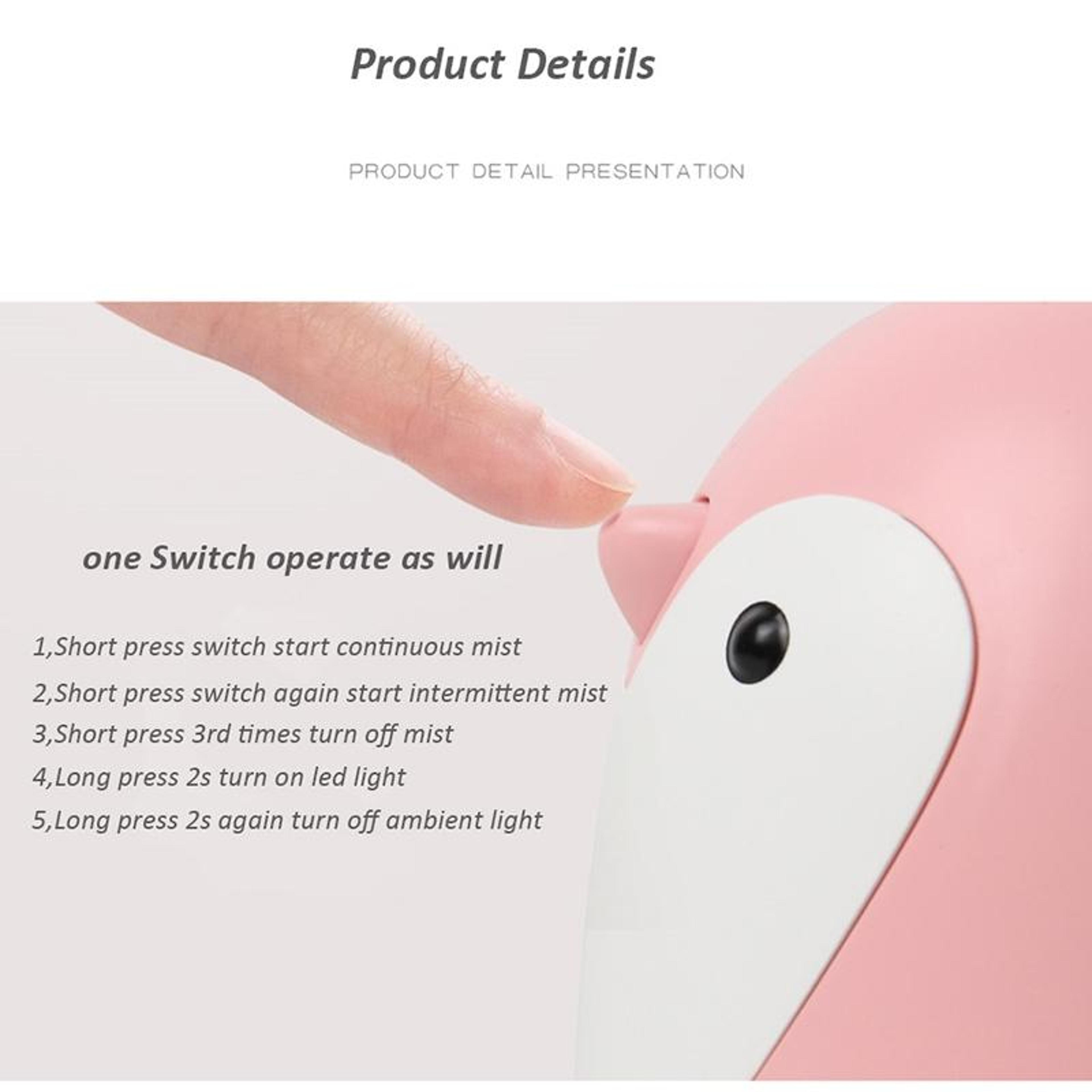 Cute Penguin USB Humidifier 220ml Aroma Diffuser Mini Air Mist Maker With 7 Color Night Light 2