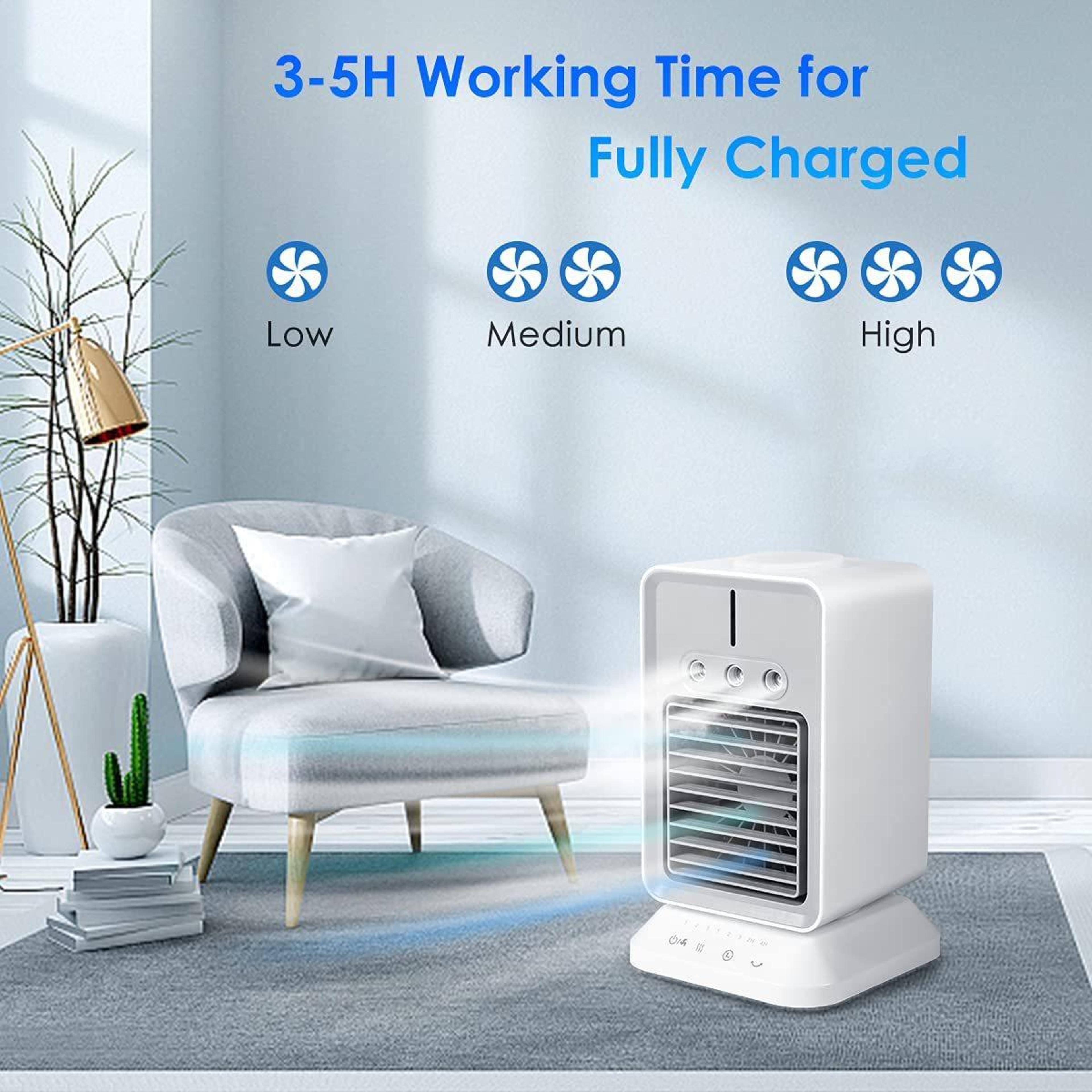 Portable Air Conditioner Fan USB Cooling Fan Mini Humidifier Fan With 3 Speeds And Ice Cooling 2600 1