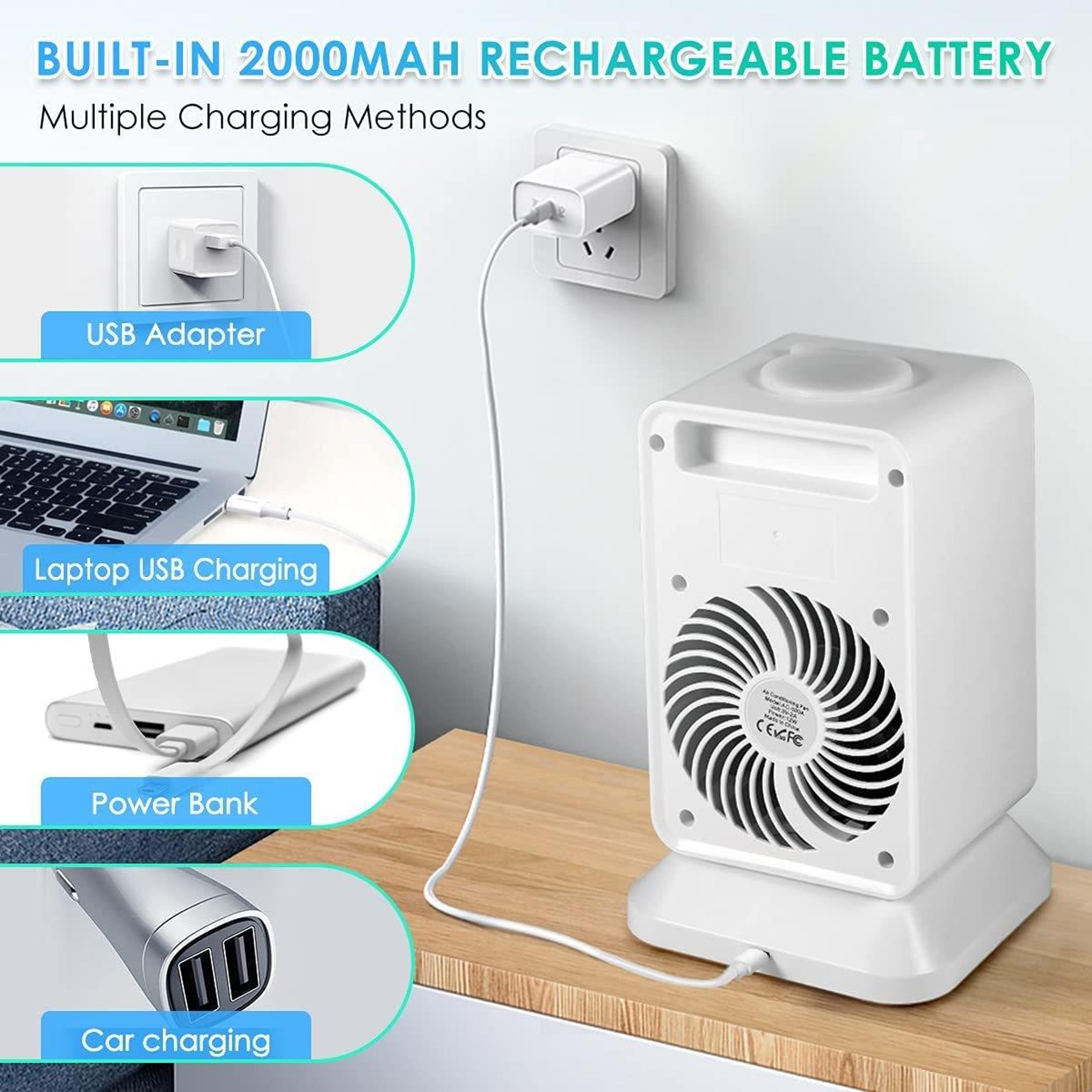 Portable Air Conditioner Fan USB Cooling Fan Mini Humidifier Fan With 3 Speeds And Ice Cooling 2600 4