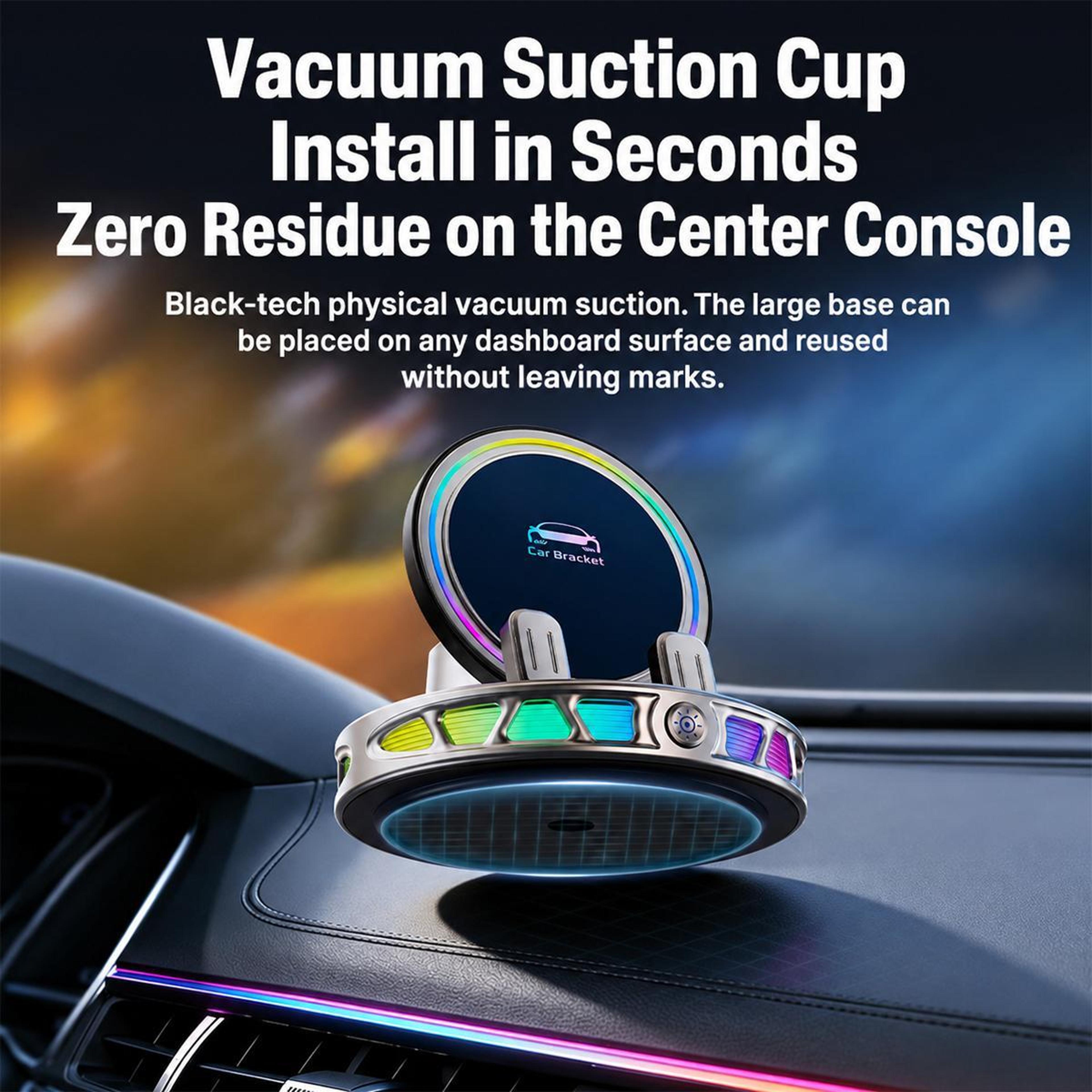Auto Lock Wireless Car Charger Dashboard Phone Holder With 360 Rotation And RGB Light 8