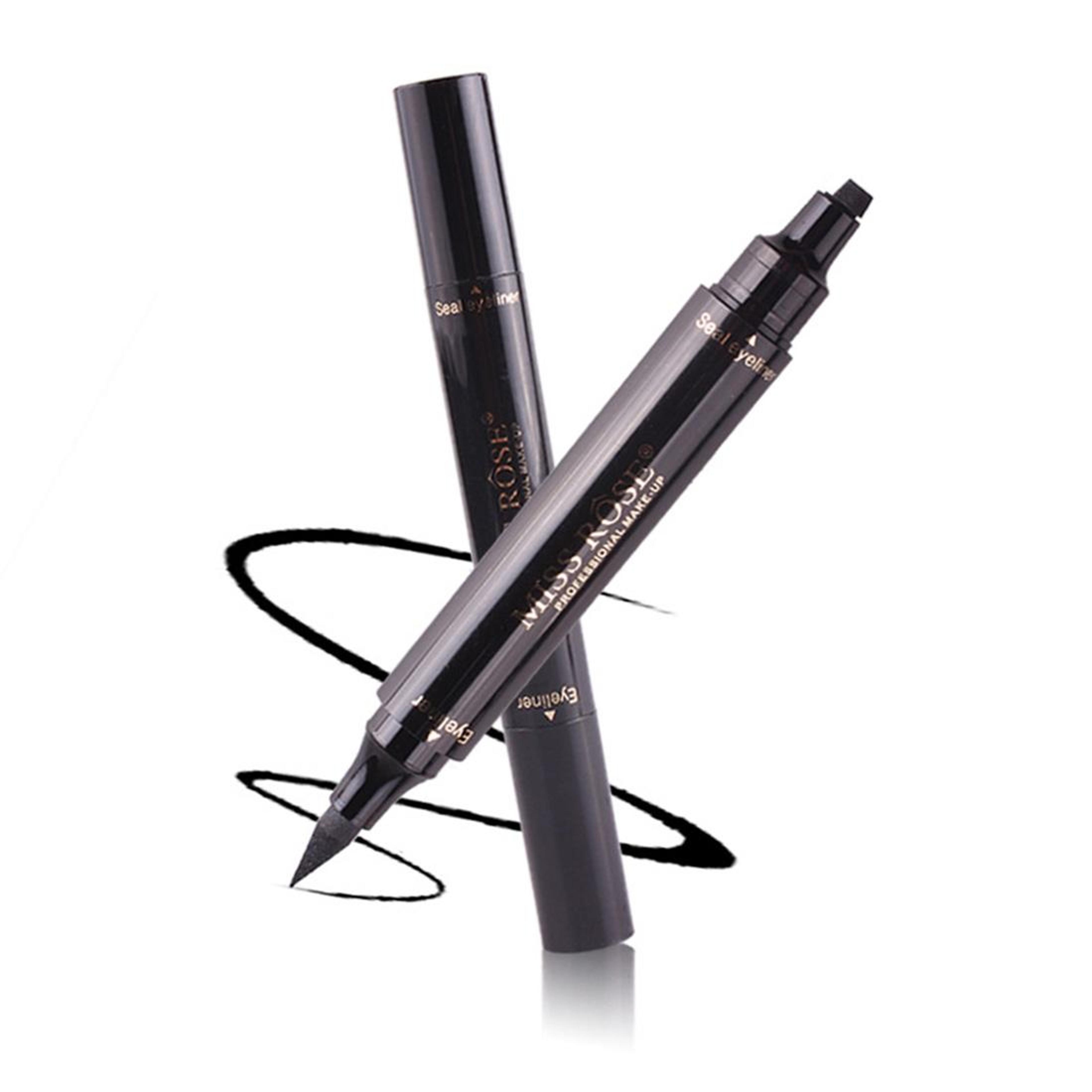 2 In 1 Waterproof Eyeliner Winged Eyeliner Stamp Dual Head Quick Dry Smudge Proof Black Pen 2