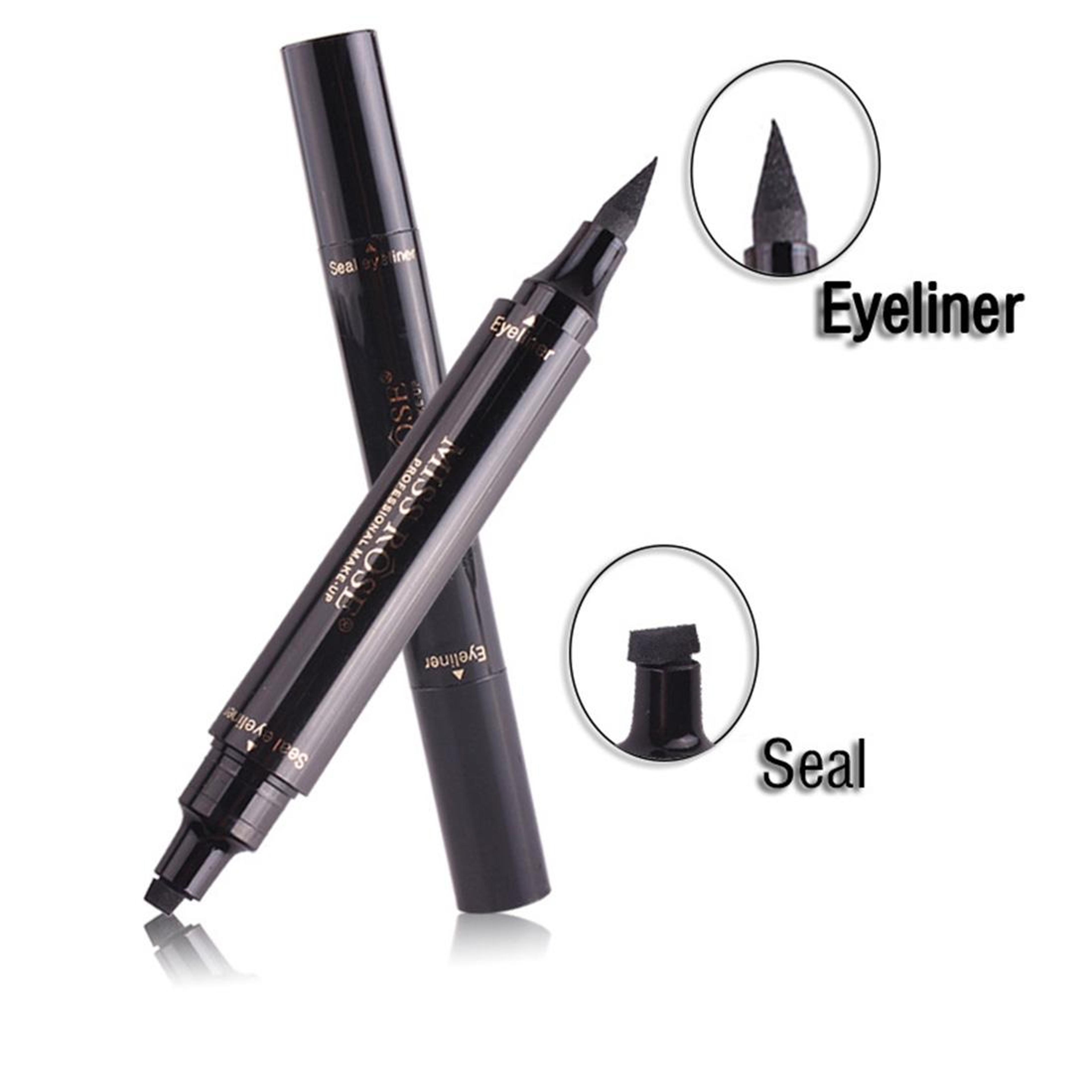 2 In 1 Waterproof Eyeliner Winged Eyeliner Stamp Dual Head Quick Dry Smudge Proof Black Pen 4