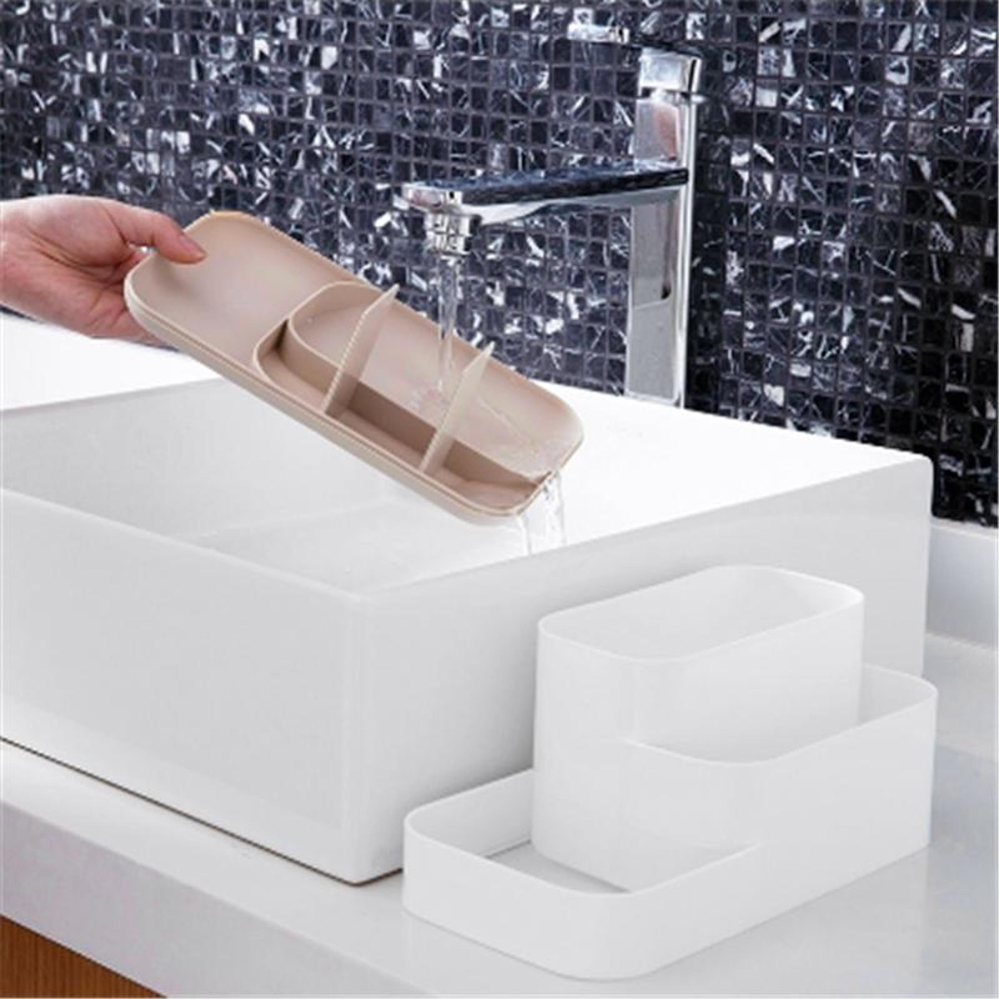 Detachable Makeup Organizer Desktop Storage Box With Adjustable Grid Cosmetic Vanity Organizer 3