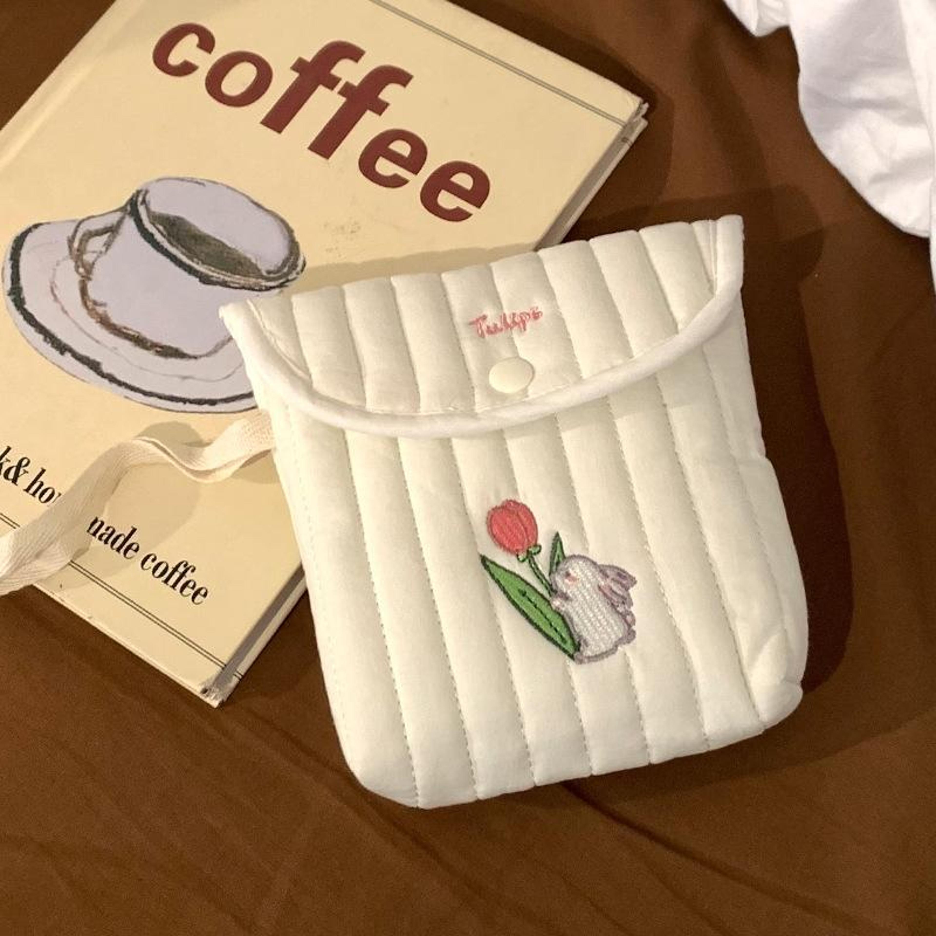 Cute Embroidered Sanitary Napkin Storage Bag Cotton Linen Period Pouch Mini Travel Pad Holder 8