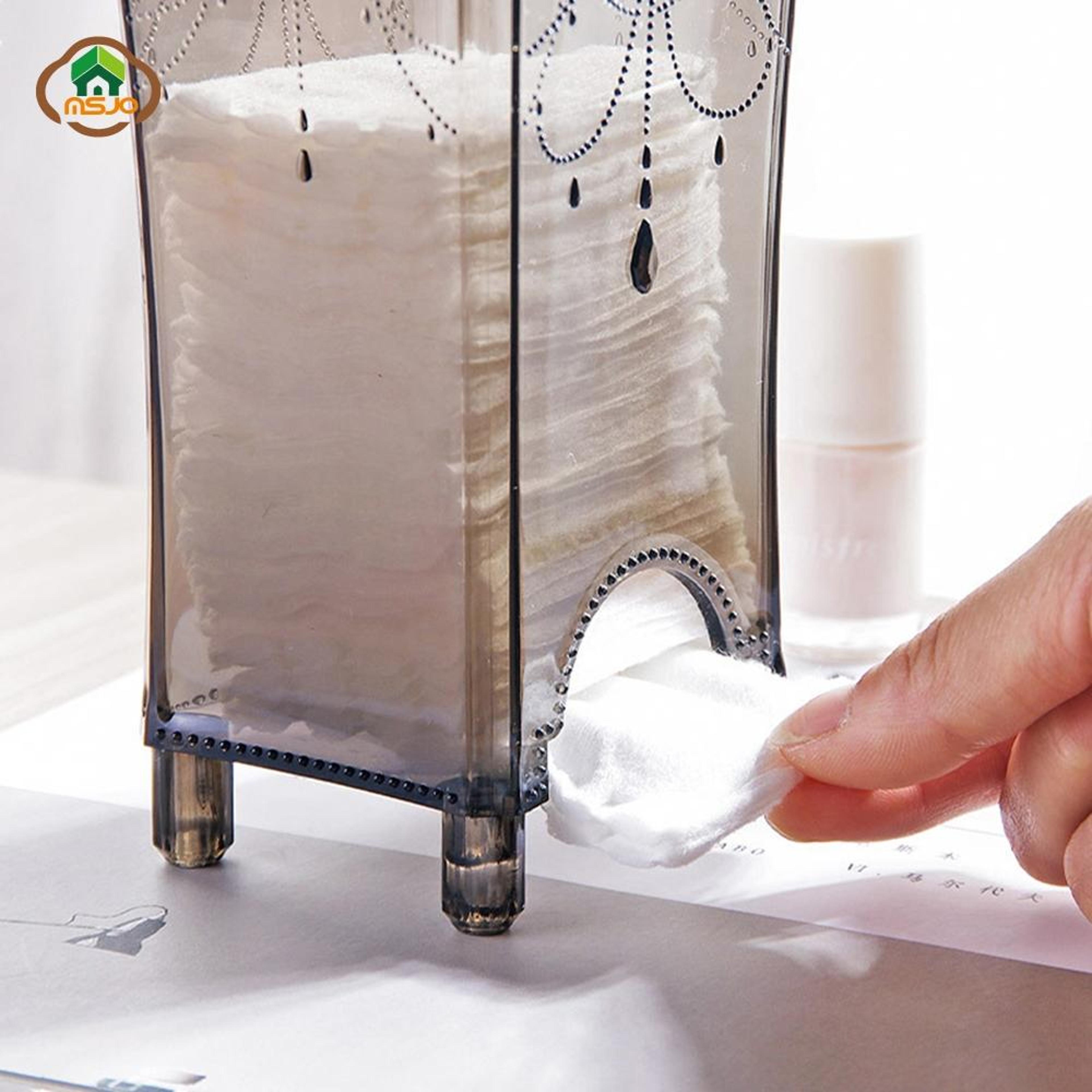 Clear Cotton Pad Organizer Makeup Organizer Storage Box For Vanity Bathroom And Desktop 1