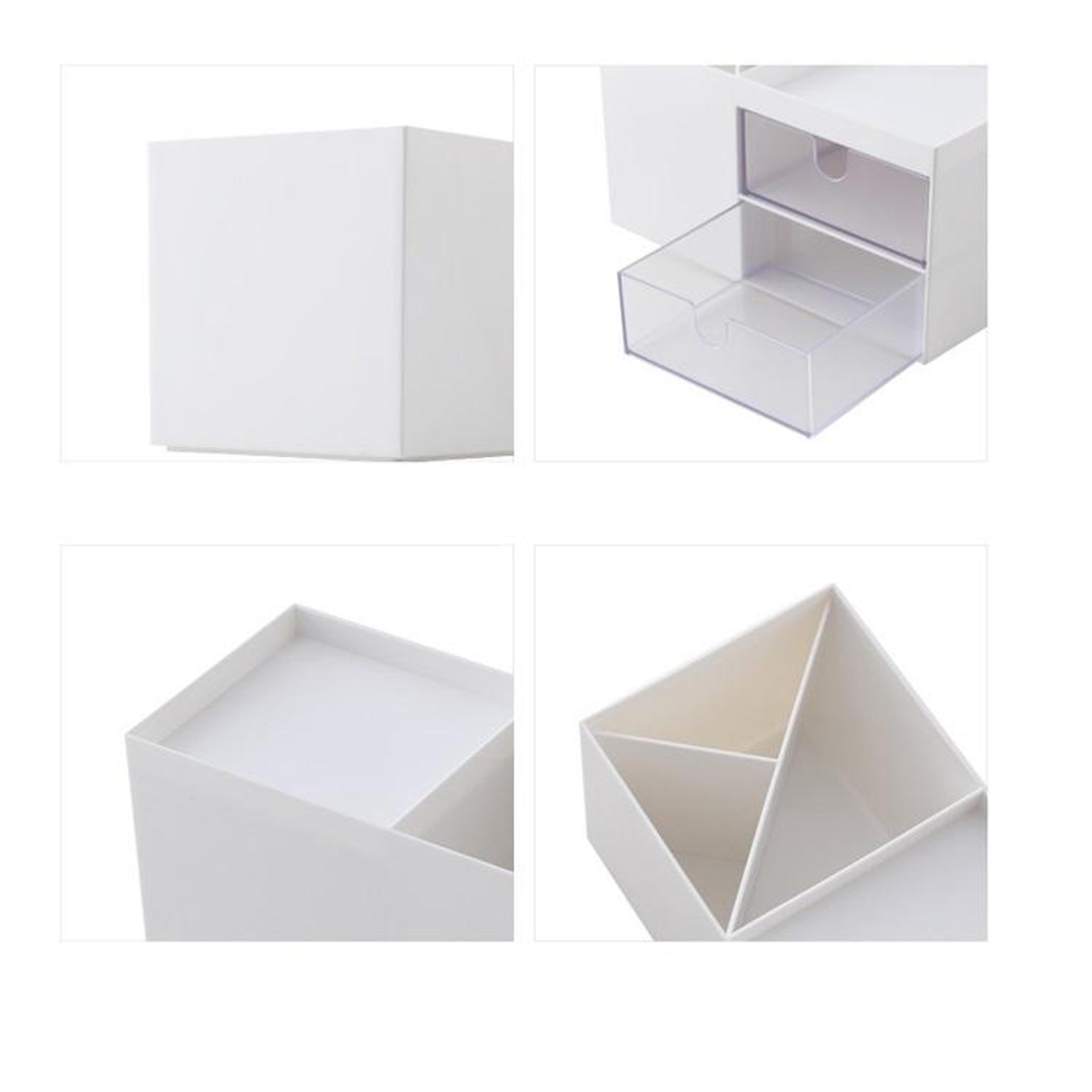 Dual Drawer Desktop Organizer Plastic Makeup Organizer Storage Box For Cosmetics Office Supplies An 3