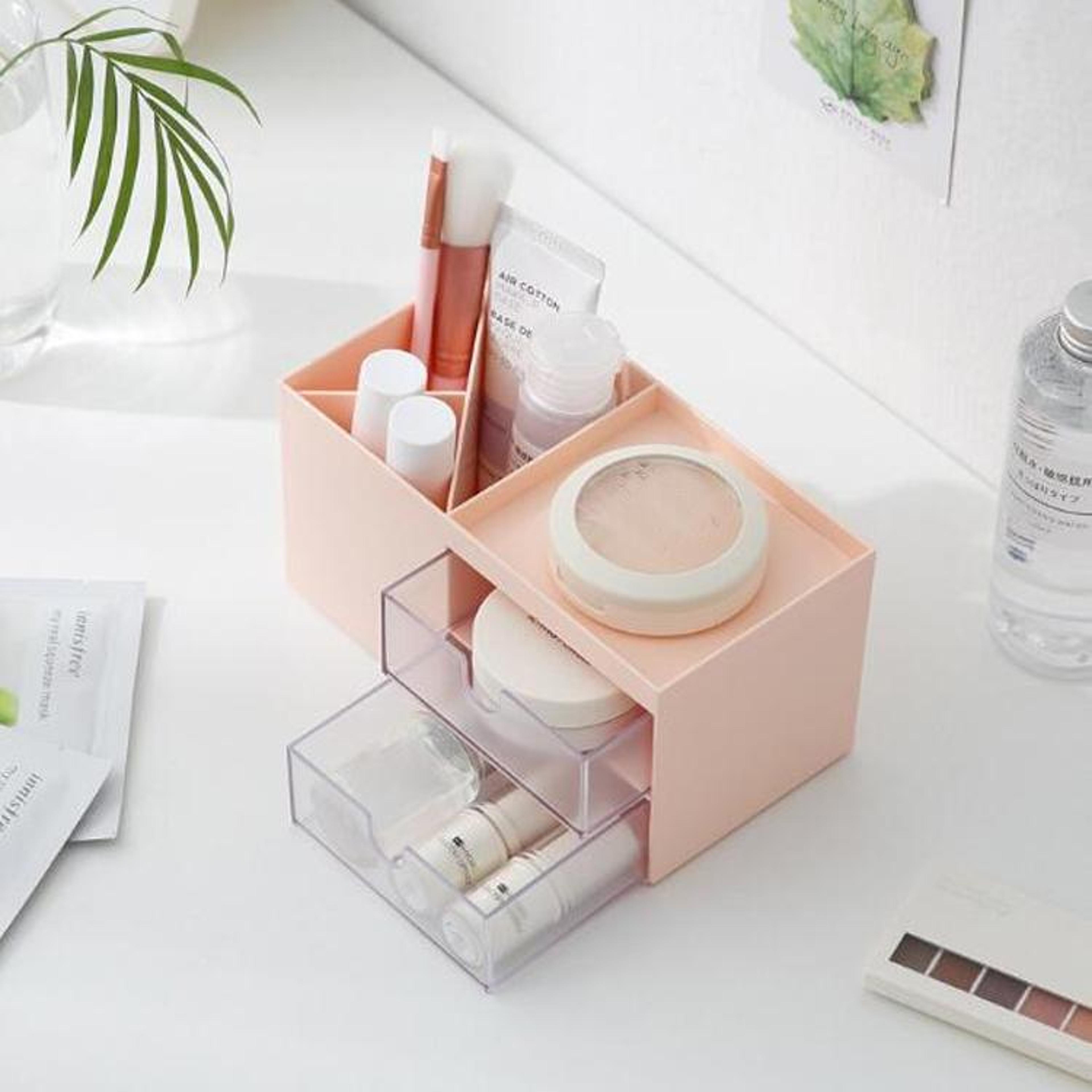 Dual Drawer Desktop Organizer Plastic Makeup Organizer Storage Box For Cosmetics Office Supplies An 4