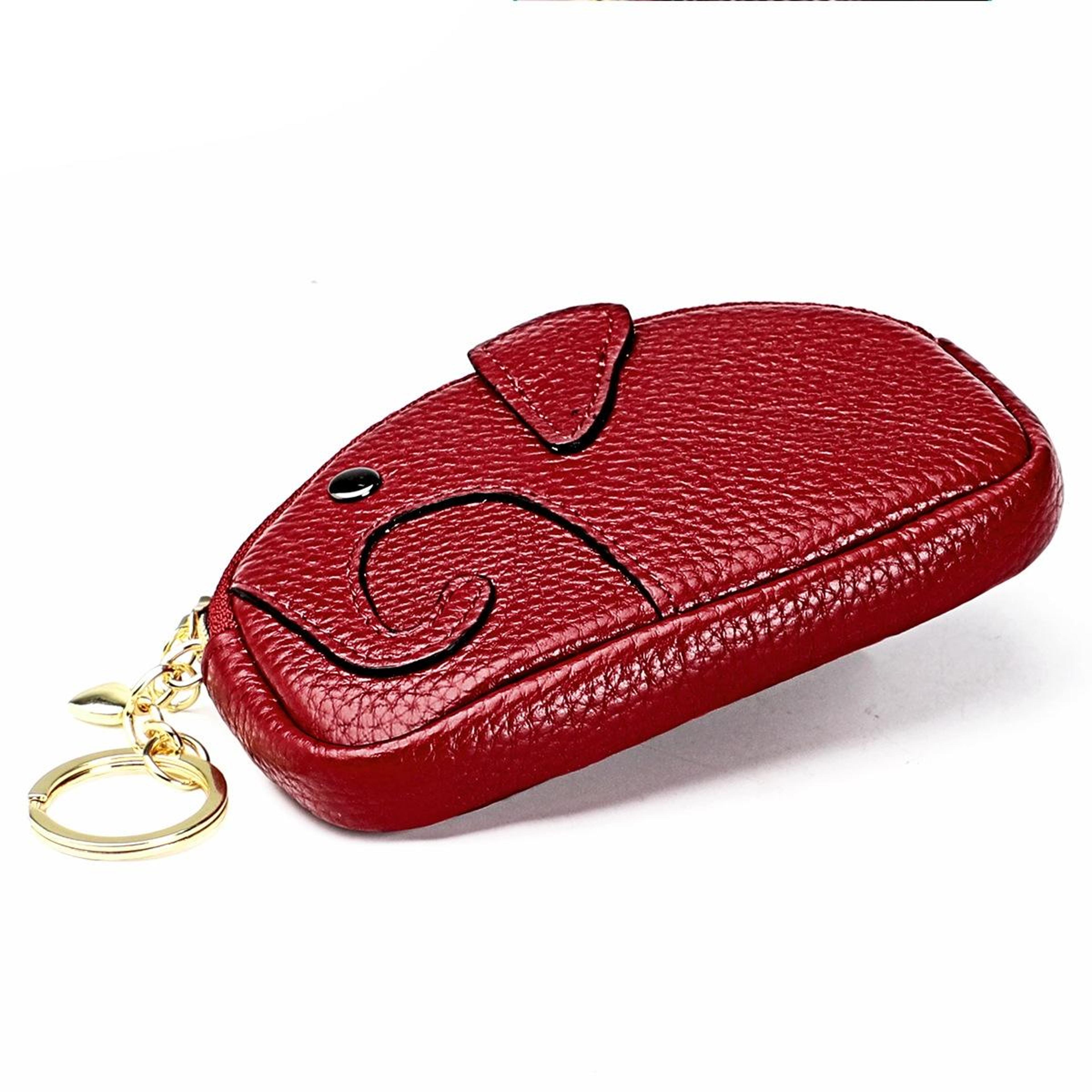 Genuine Leather Elephant Coin Purse For Women Soft Cowhide Zipper Mini Wallet 3