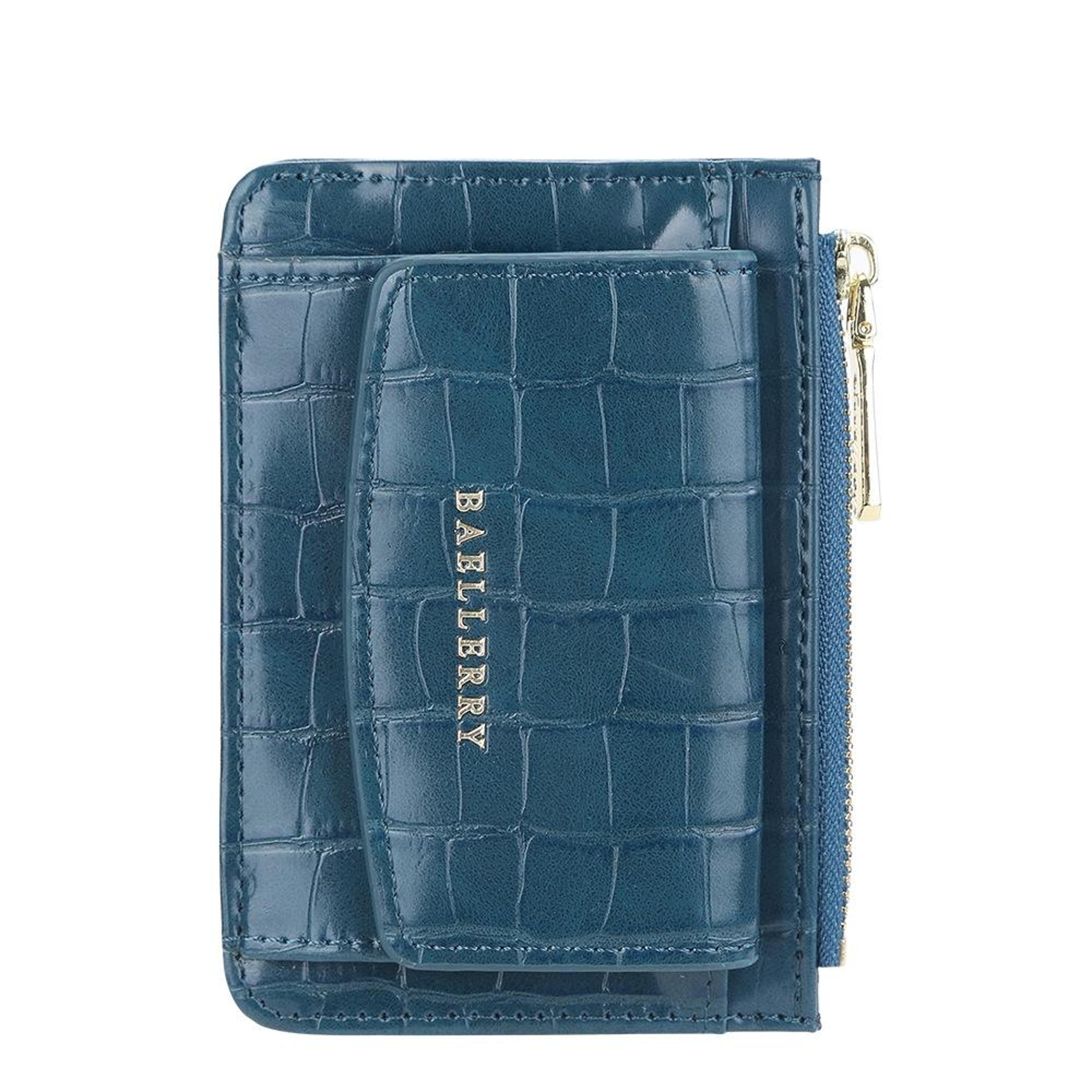 Crocodile Pattern Card Holder Wallet With Zipper Coin Purse Compact PU Leather Wallet 7