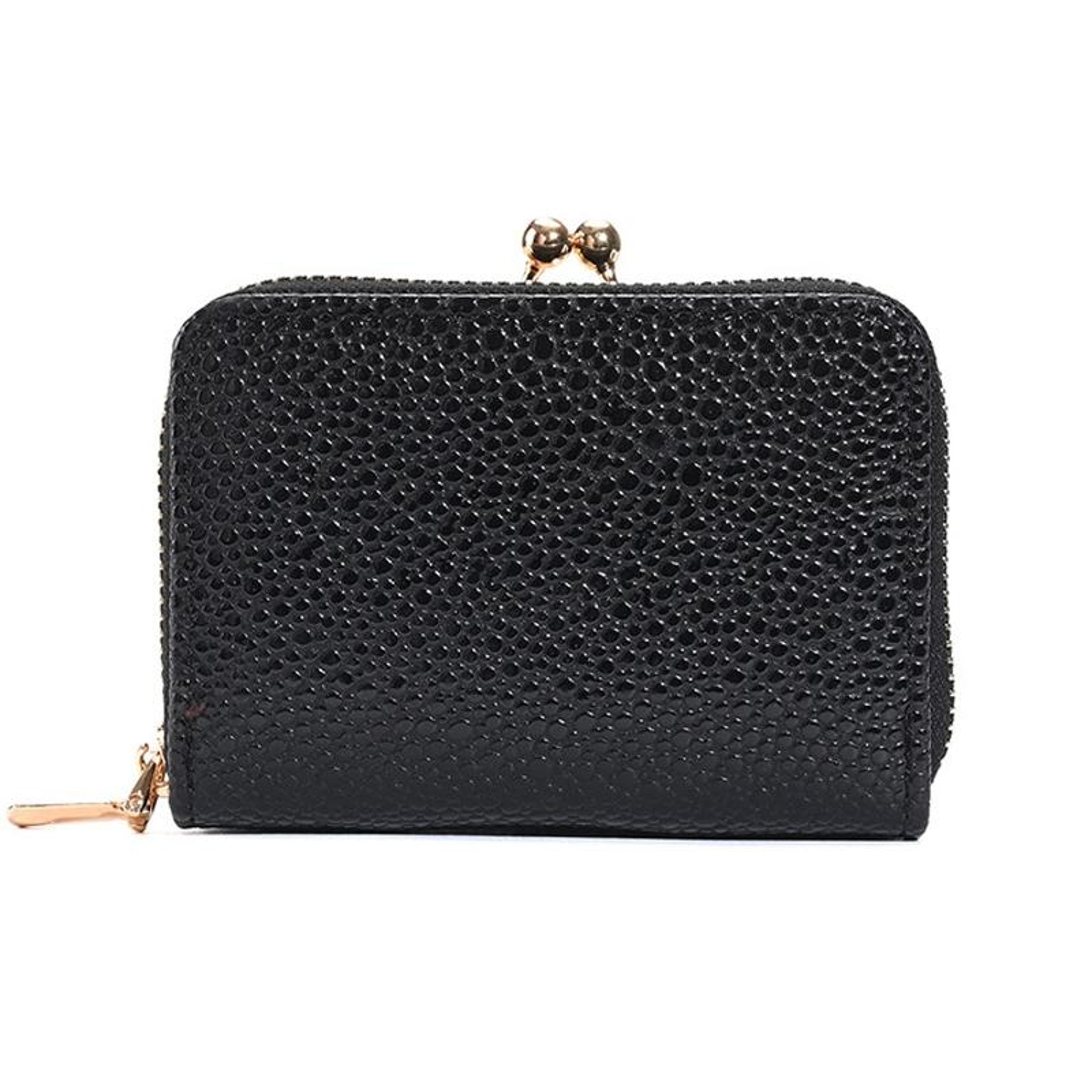 Elegant Womens Wallet Compact Card Holder Wallet With Coin Purse And Metal Buckle 2
