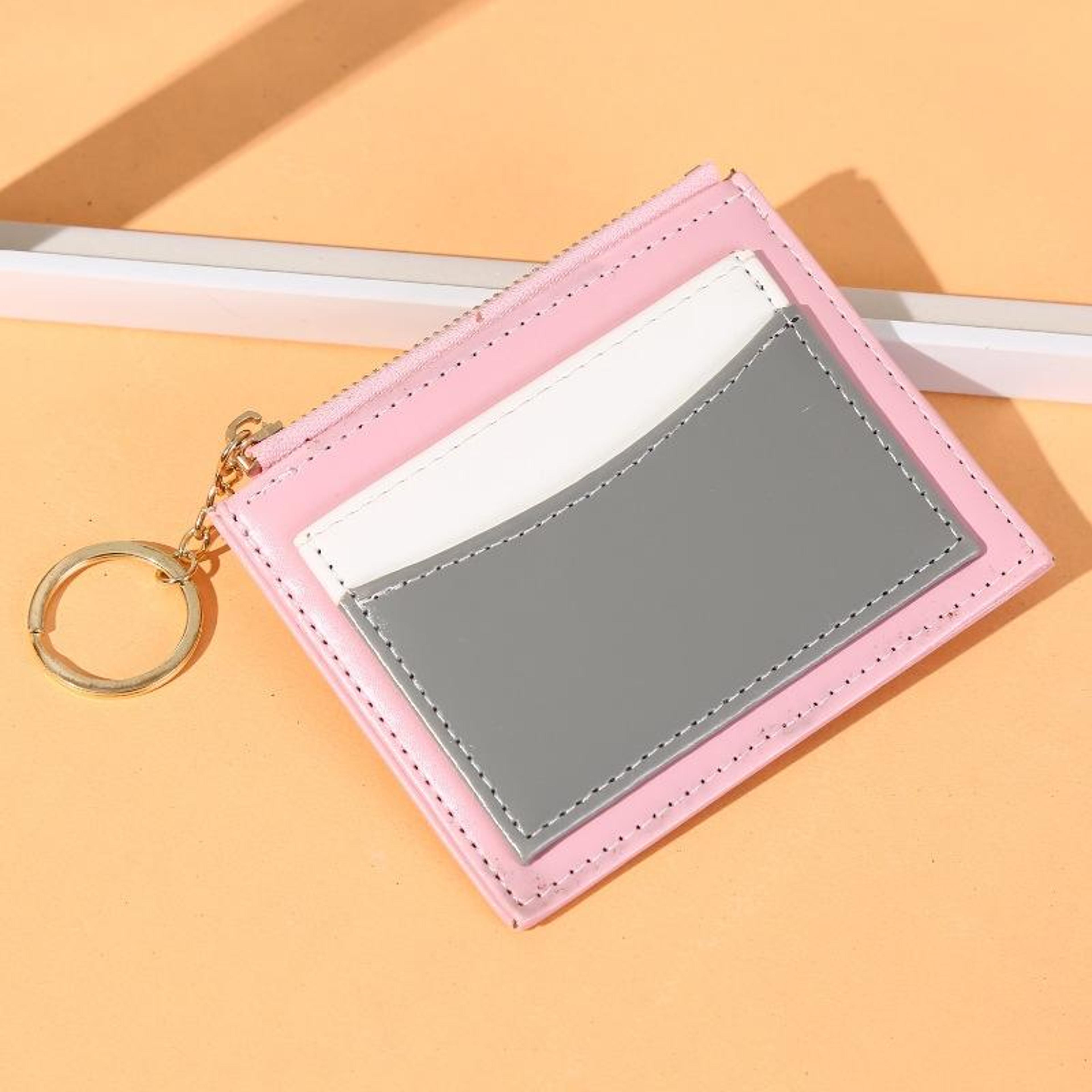 Portable Card Holder Wallet PU Leather Keychain Wallet With Zipper Coin Purse 8