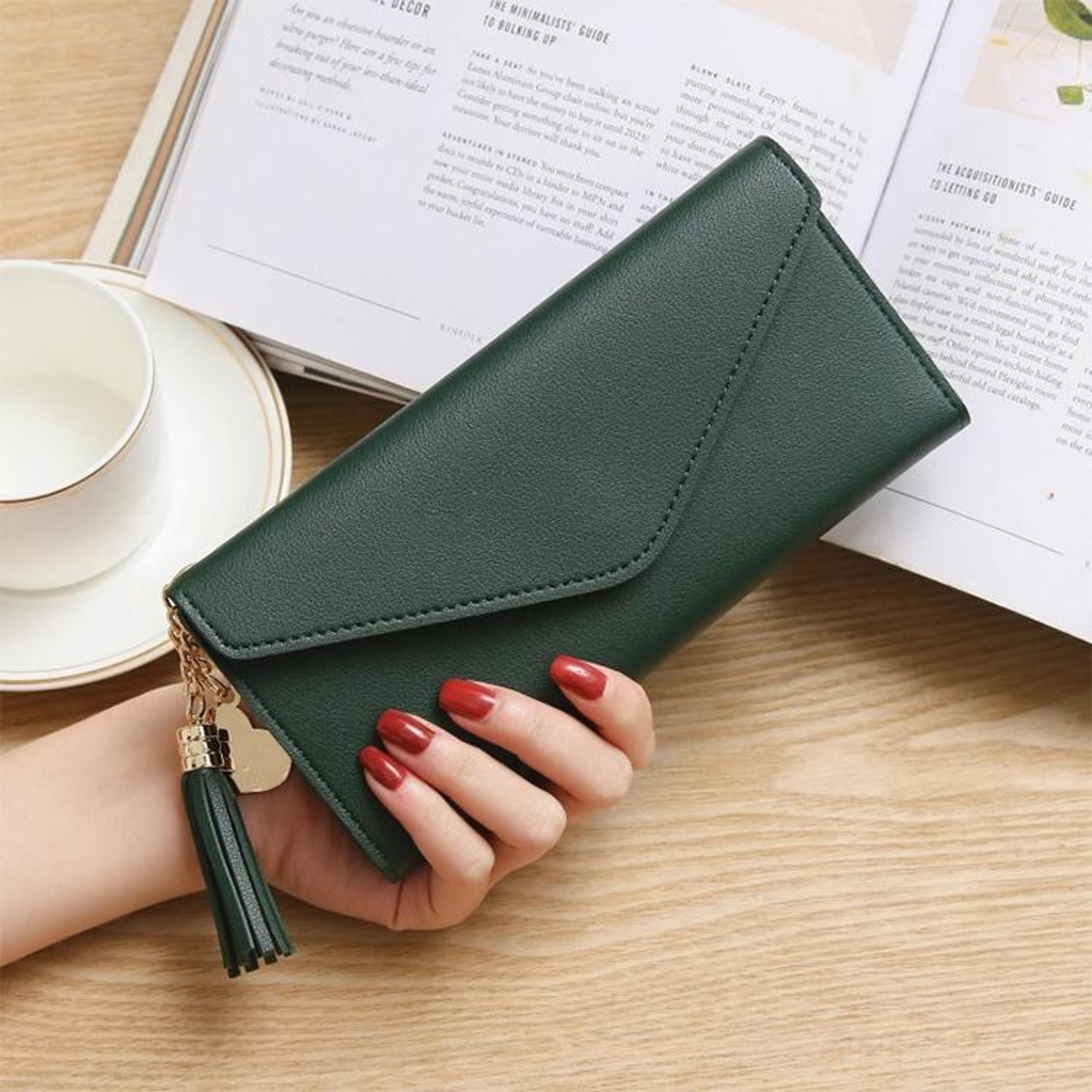 Womens Long PU Leather Wallet Card Holder Clutch Purse With Tassel Coin Pocket 10