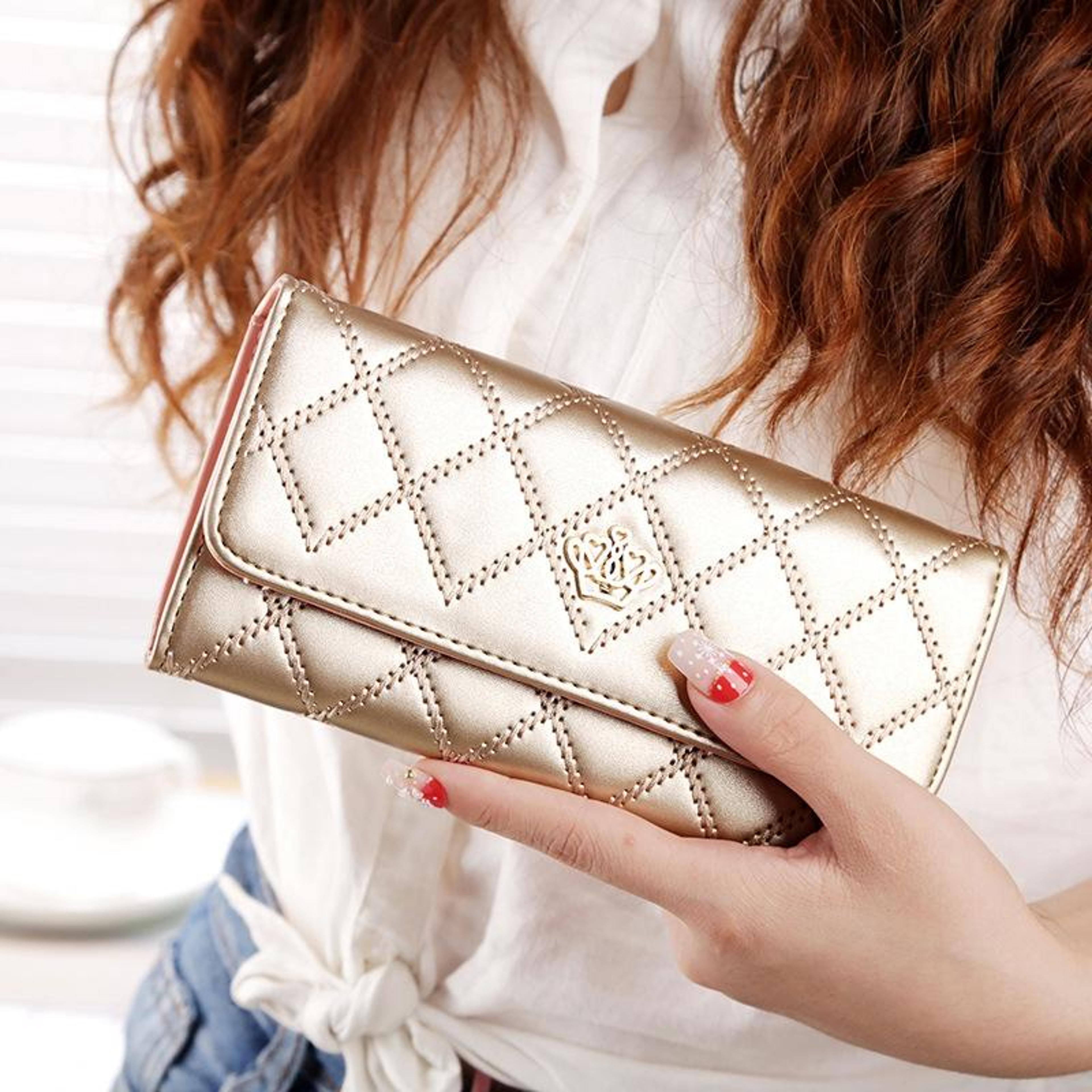 Fashion Womens Long Wallet PU Leather Trifold Wallet With Coin Purse Card Holder And Phone Pocket 8