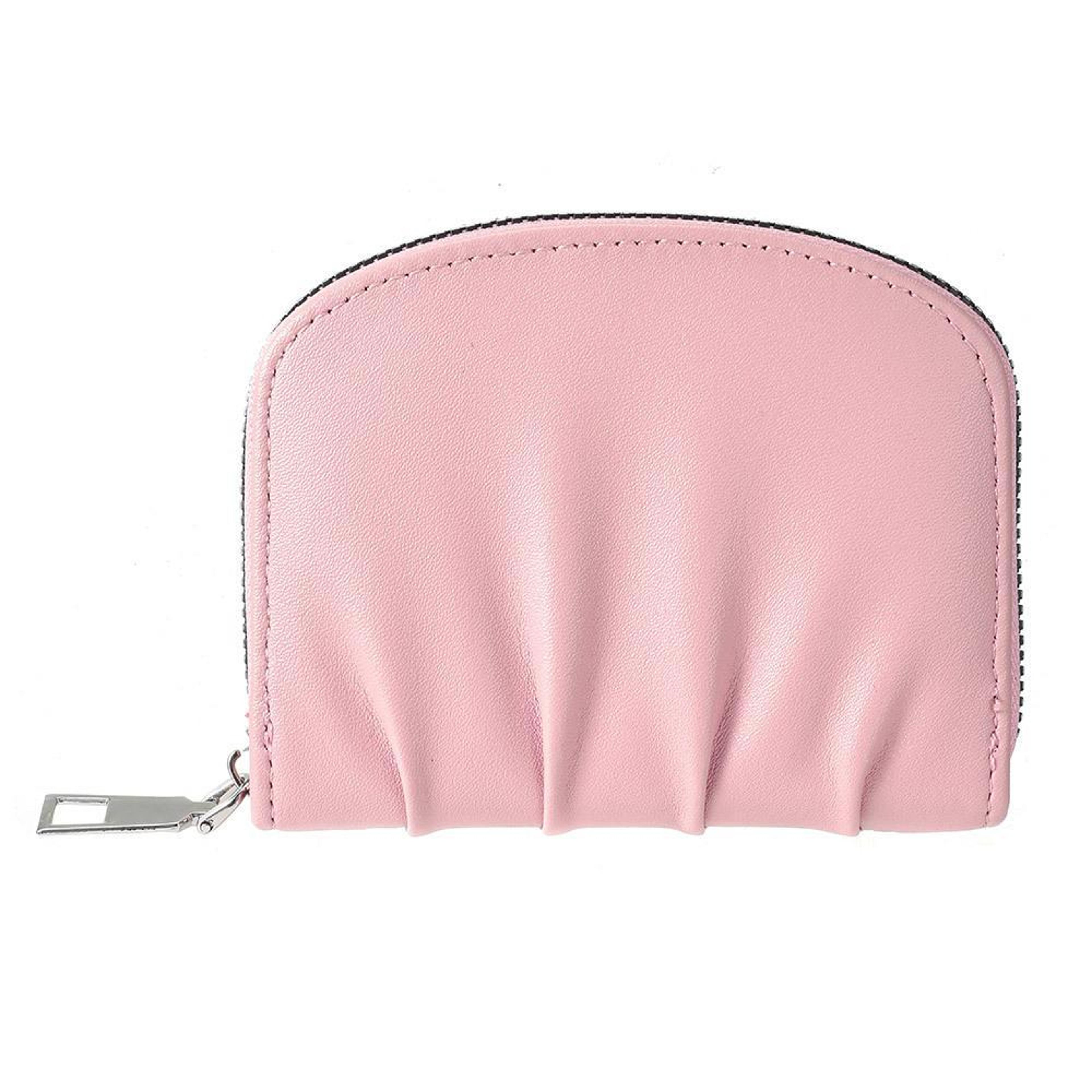 Womens PU Leather Wallet Pleated Short Wallet With Zipper Coin Purse And Card Holder 6
