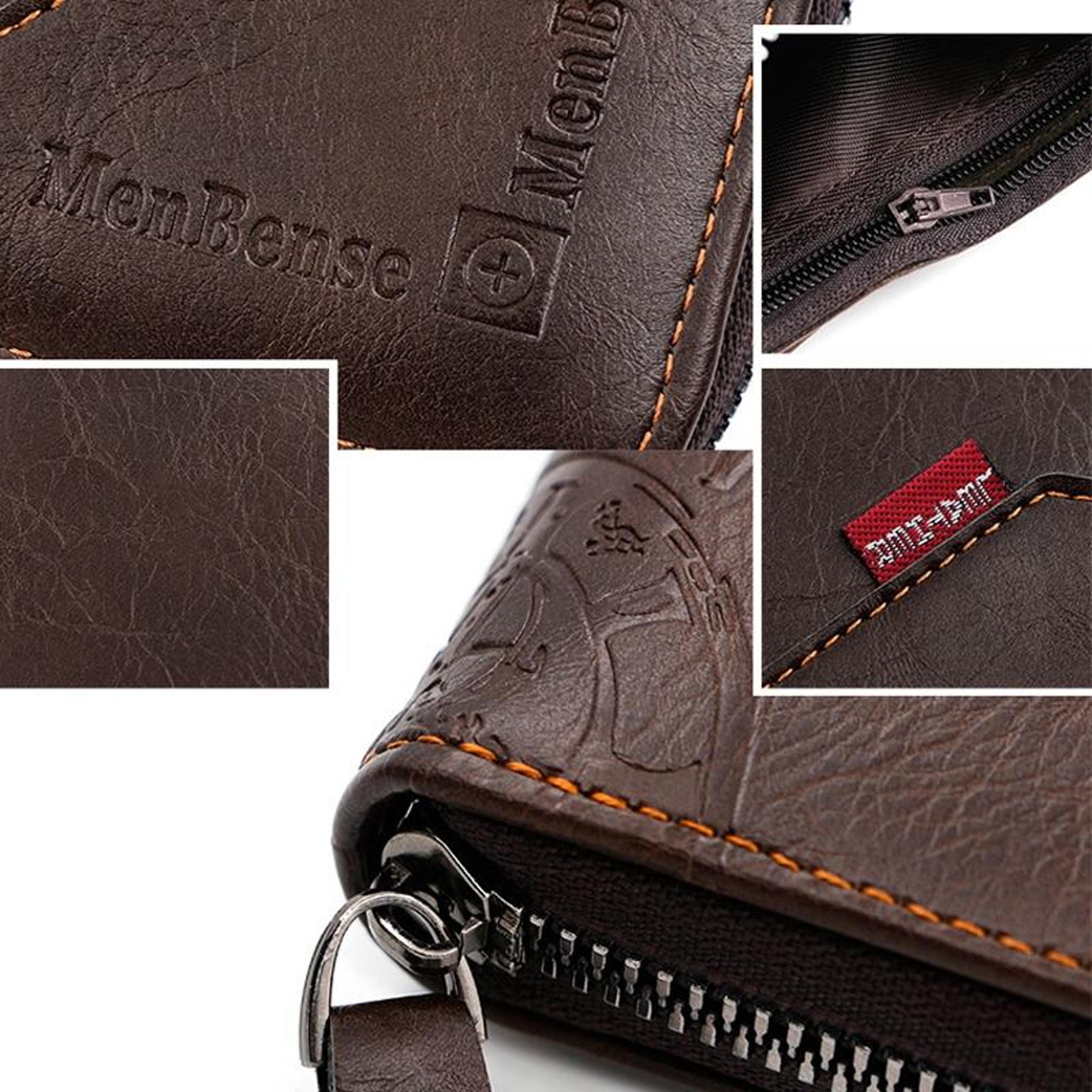 Mens Leather Wallet With Zipper Coin Pocket Multi Card Holder And Money Clip 7