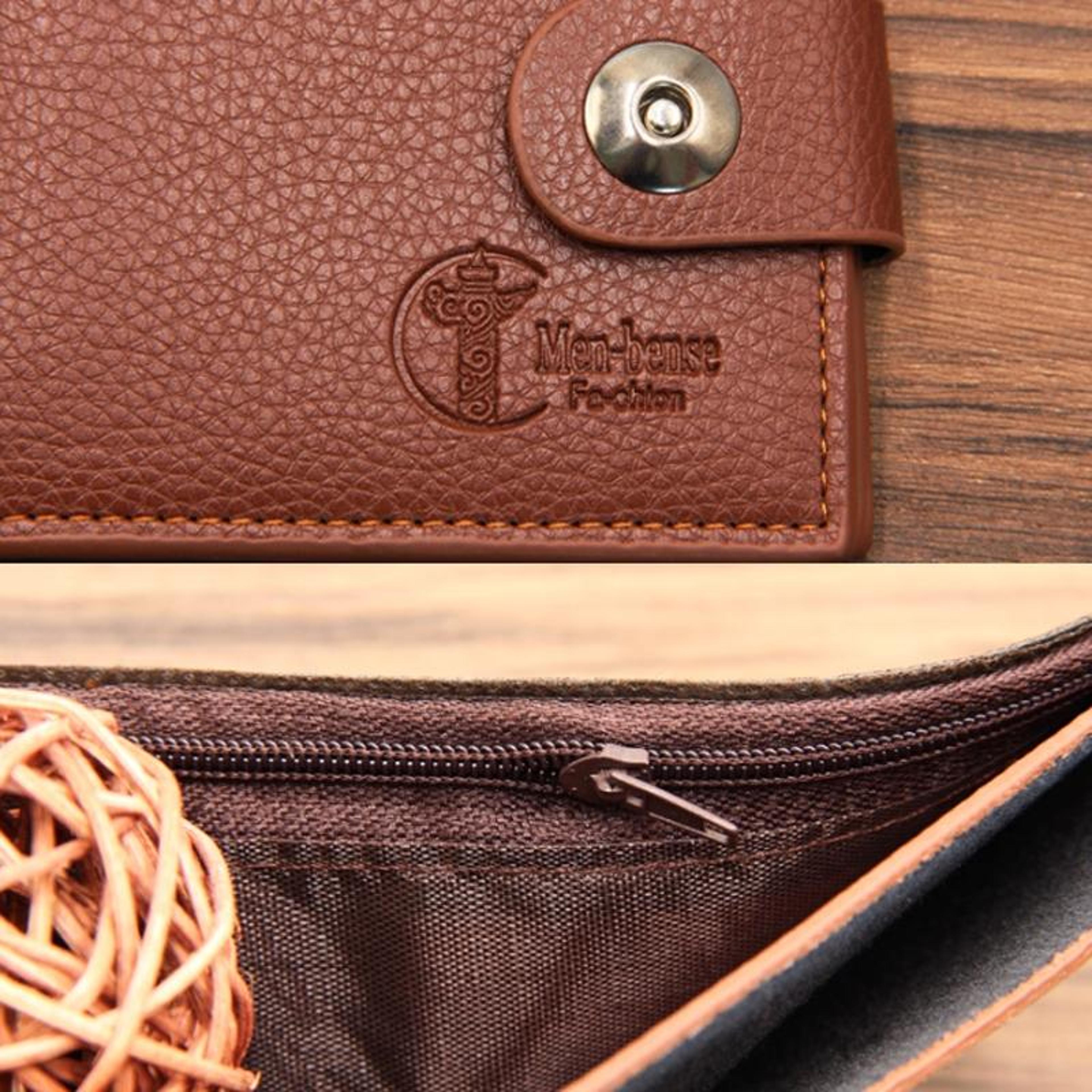 Mens Bifold Wallet With Magnetic Clasp Multi Card Holder Zipper Coin Pocket PU Leather Wallet 3
