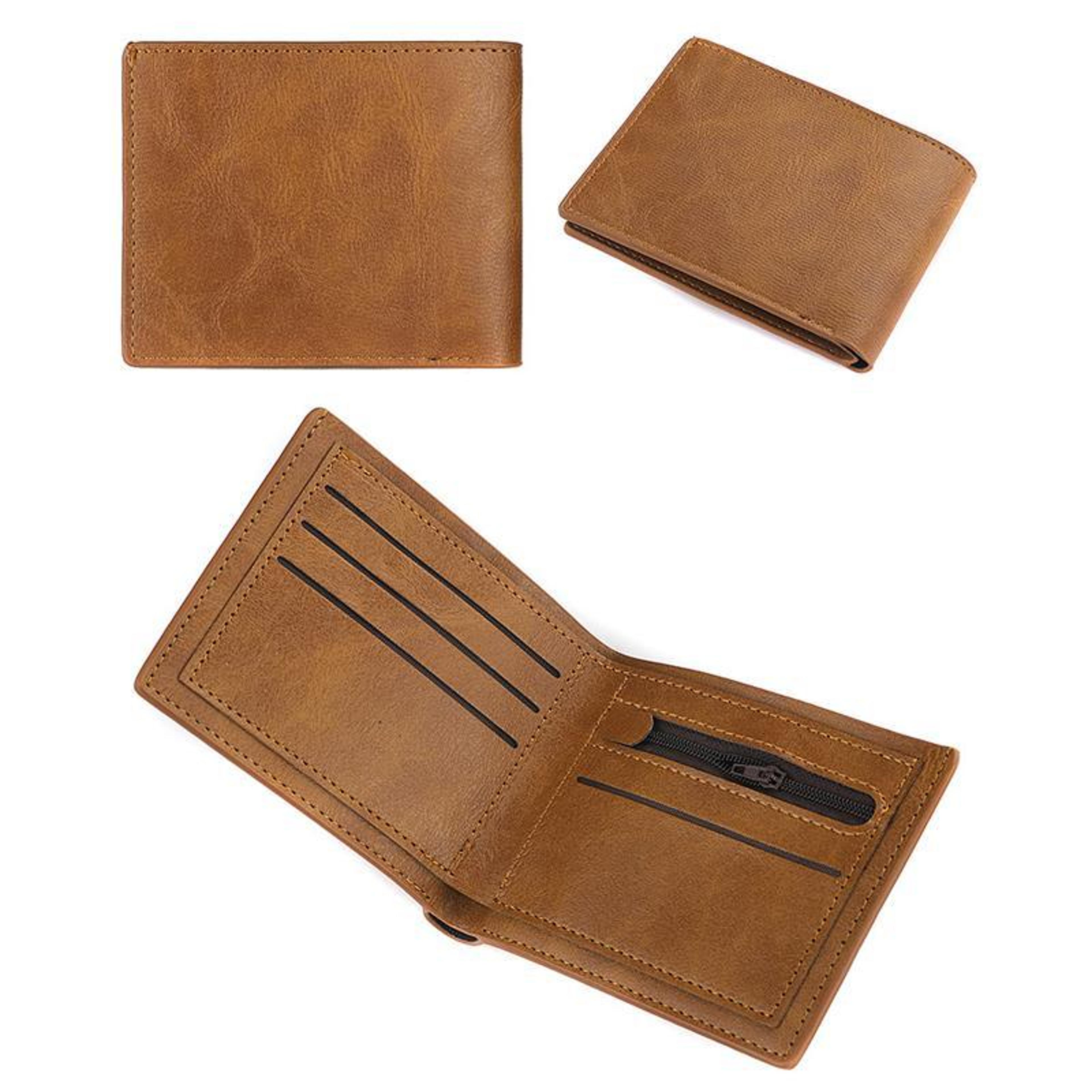 Retro Mens Leather Wallet Slim Bifold Wallet With Money Clip Card Holder And Zipper Coin Pocket 1