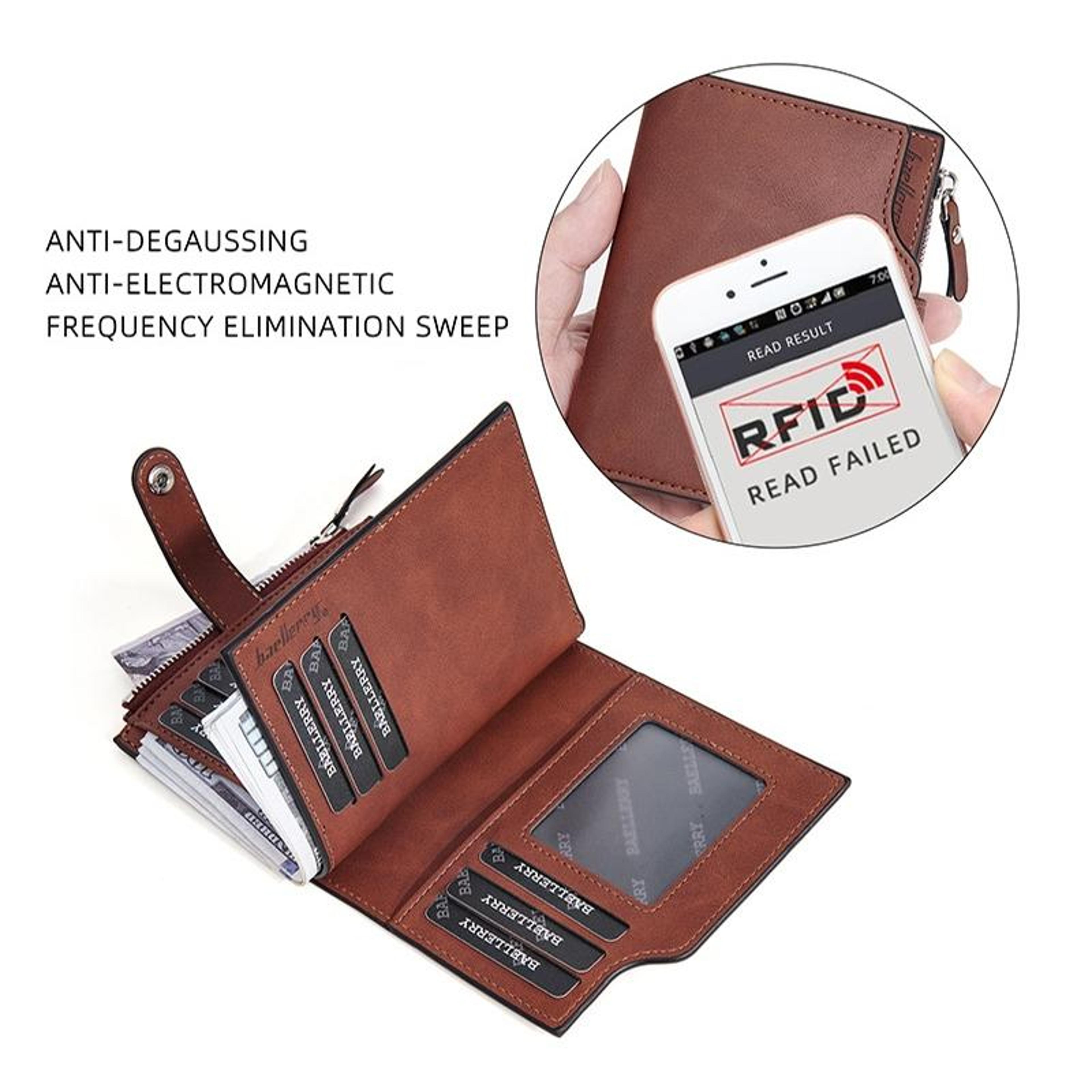 RFID Wallet Compact Trifold Wallet With Zipper Coin Purse And Card Holder 4