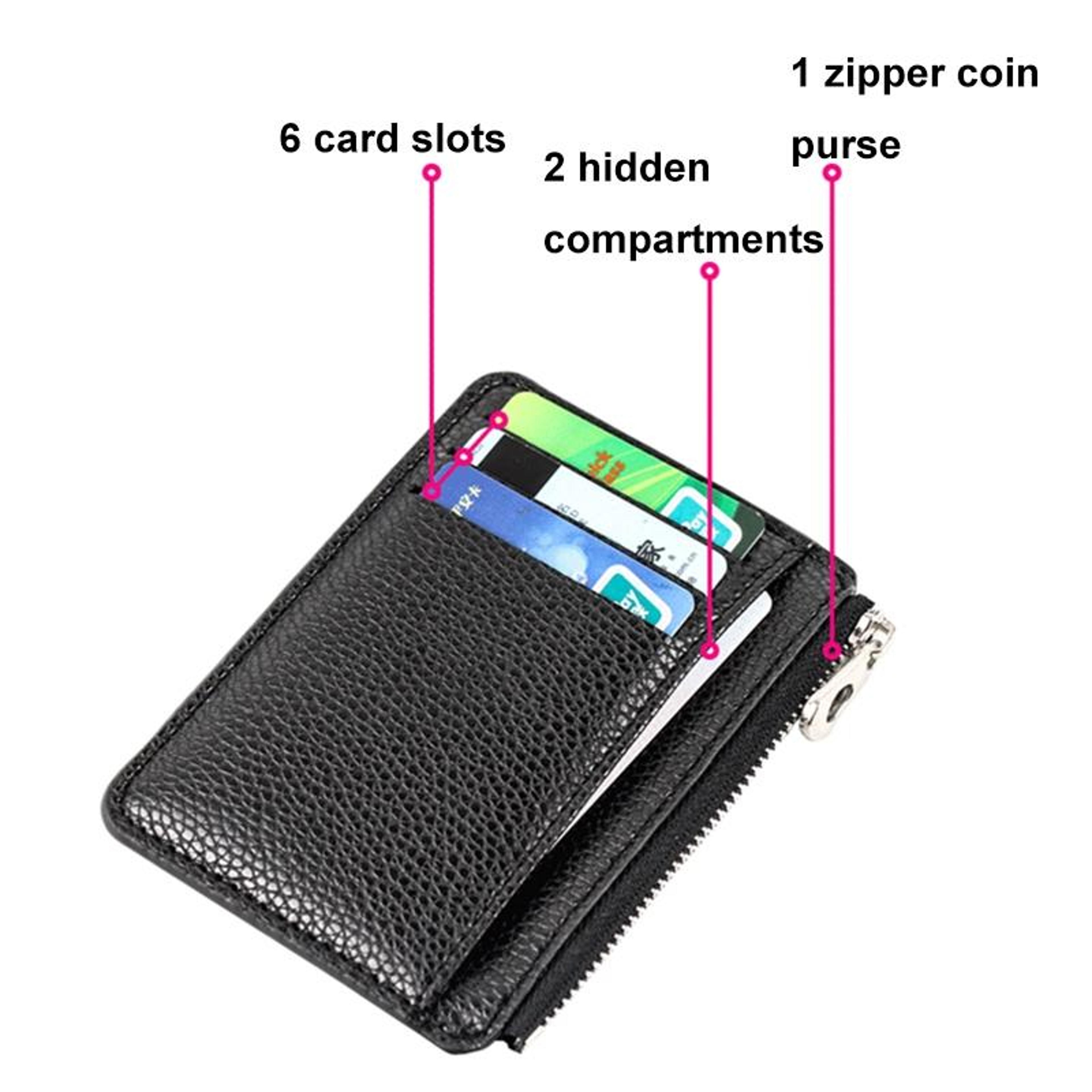 Large Capacity Card Holder Wallet Ultra Thin Zipper Card Holder PU Leather Coin Purse 3