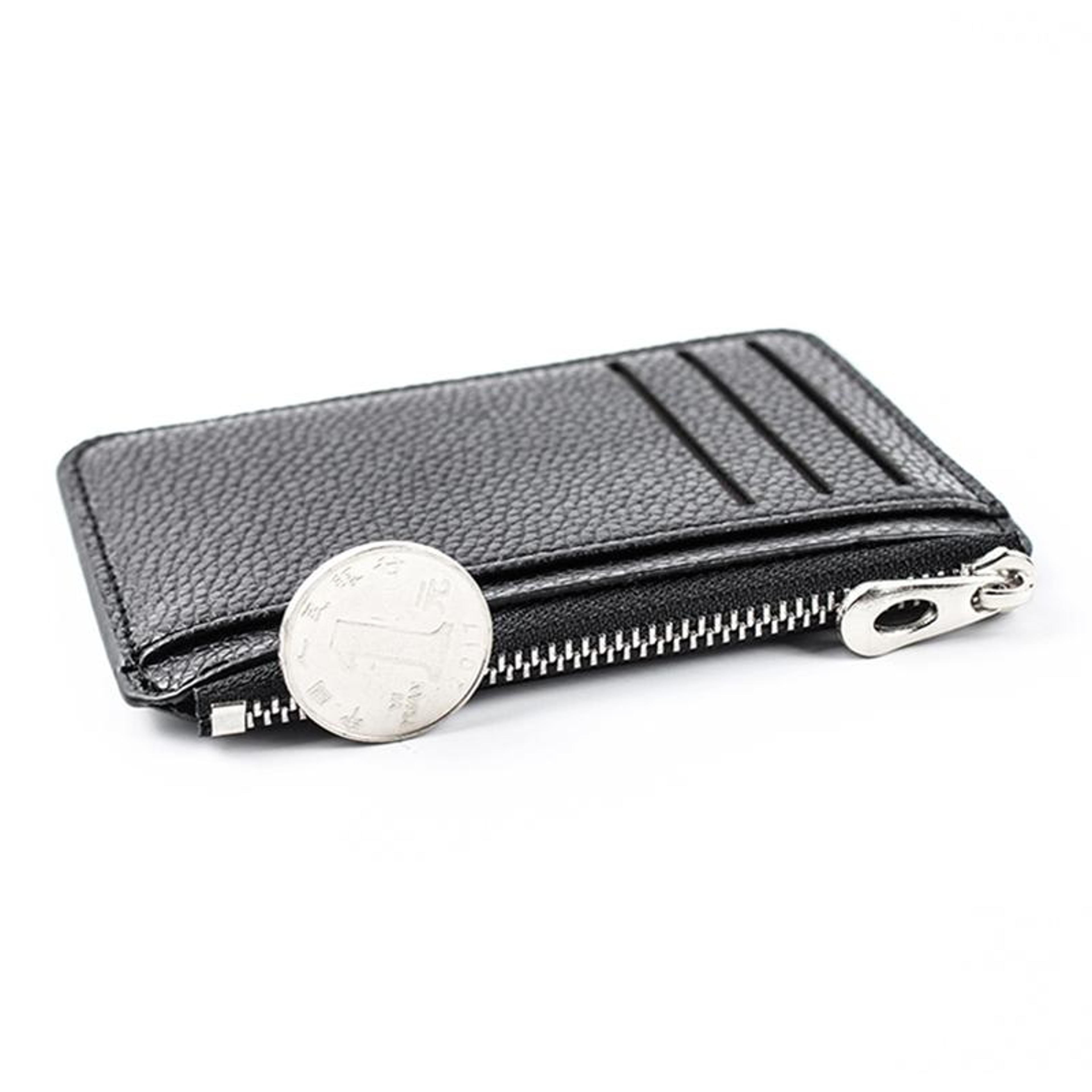 Large Capacity Card Holder Wallet Ultra Thin Zipper Card Holder PU Leather Coin Purse 5
