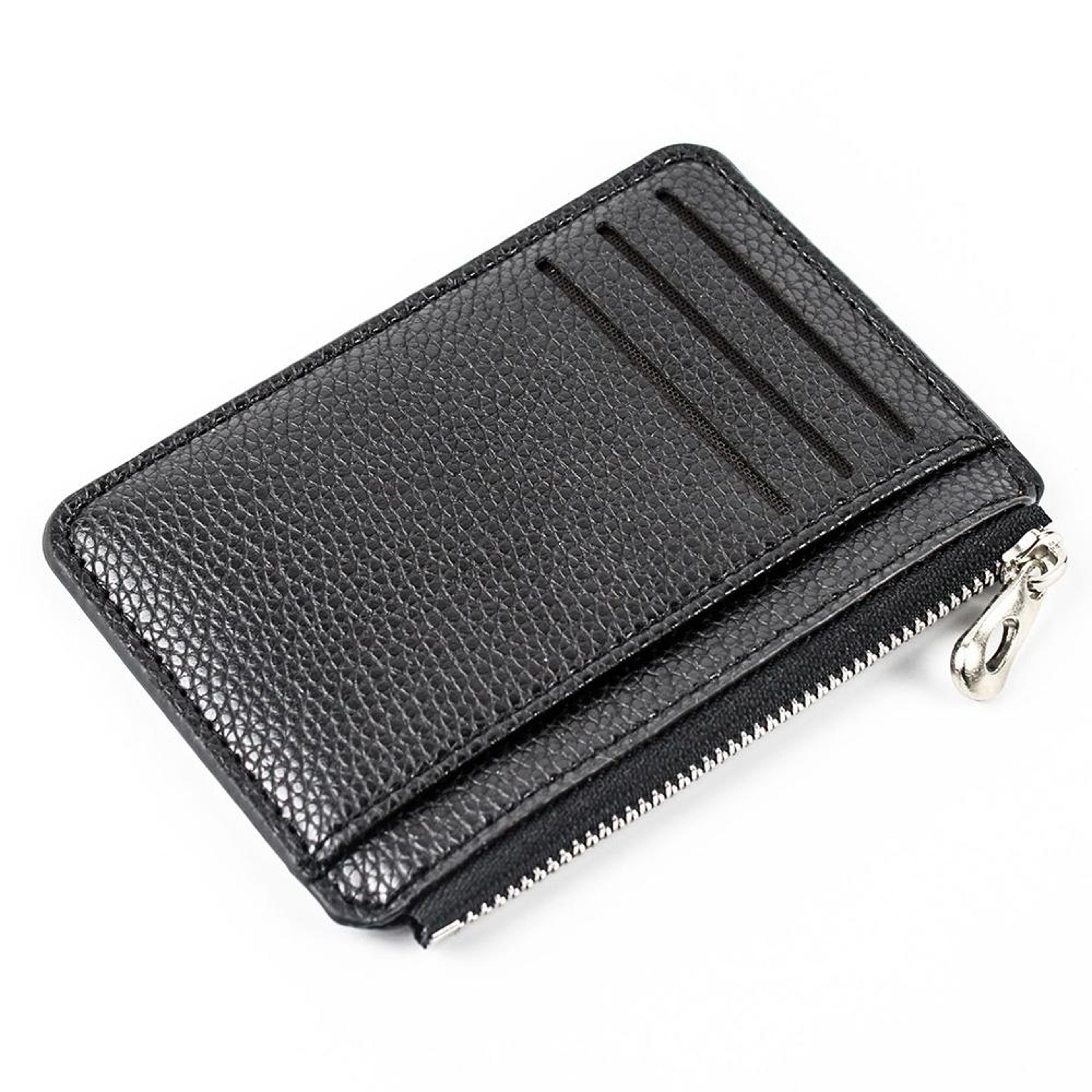 Large Capacity Card Holder Wallet Ultra Thin Zipper Card Holder PU Leather Coin Purse 7
