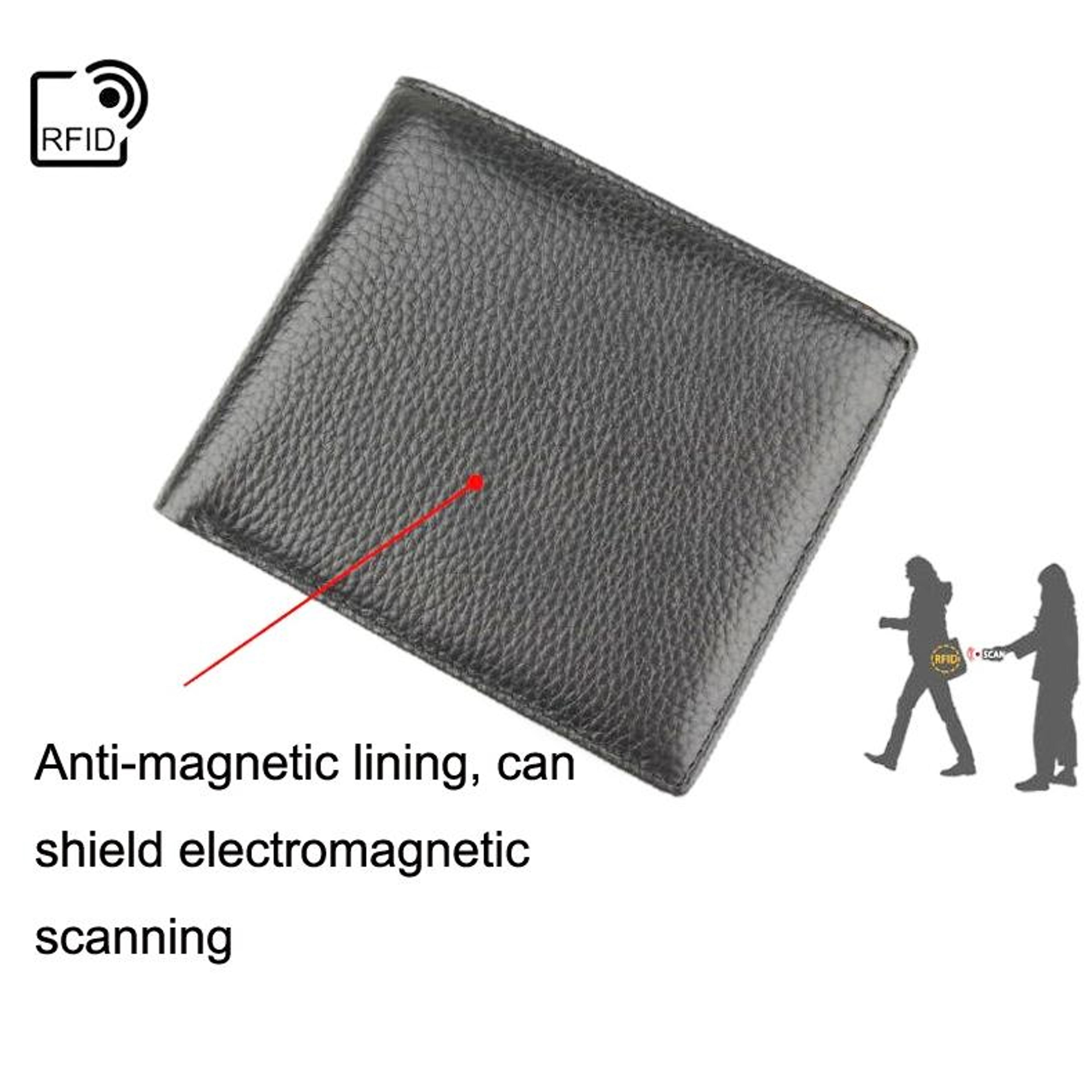 RFID Wallet First Layer Cowhide Mens Leather Wallet Anti Theft Coin Purse 5