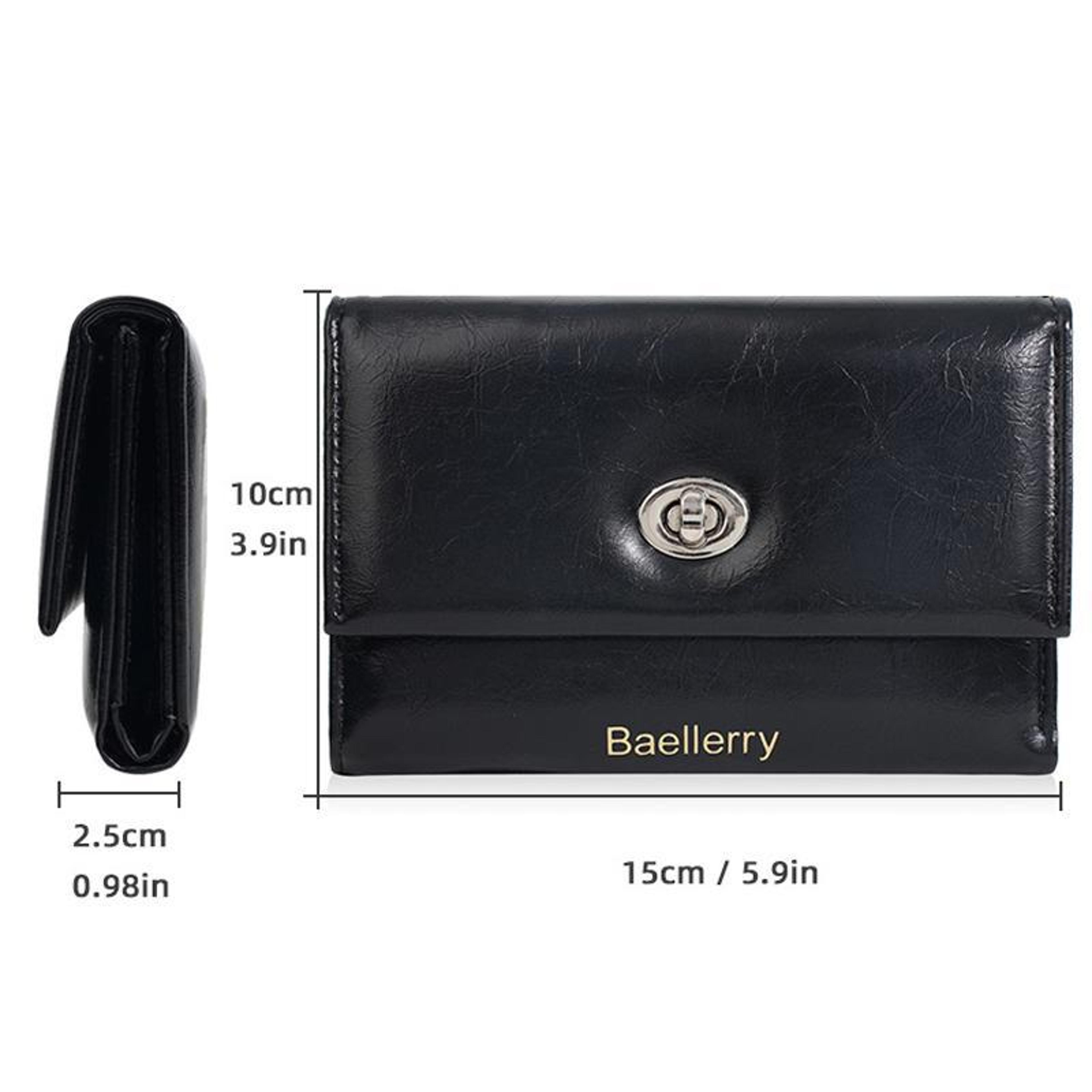Womens Trifold Wallet Compact Card Wallet PU Leather Zip Coin Purse With Lanyard 5