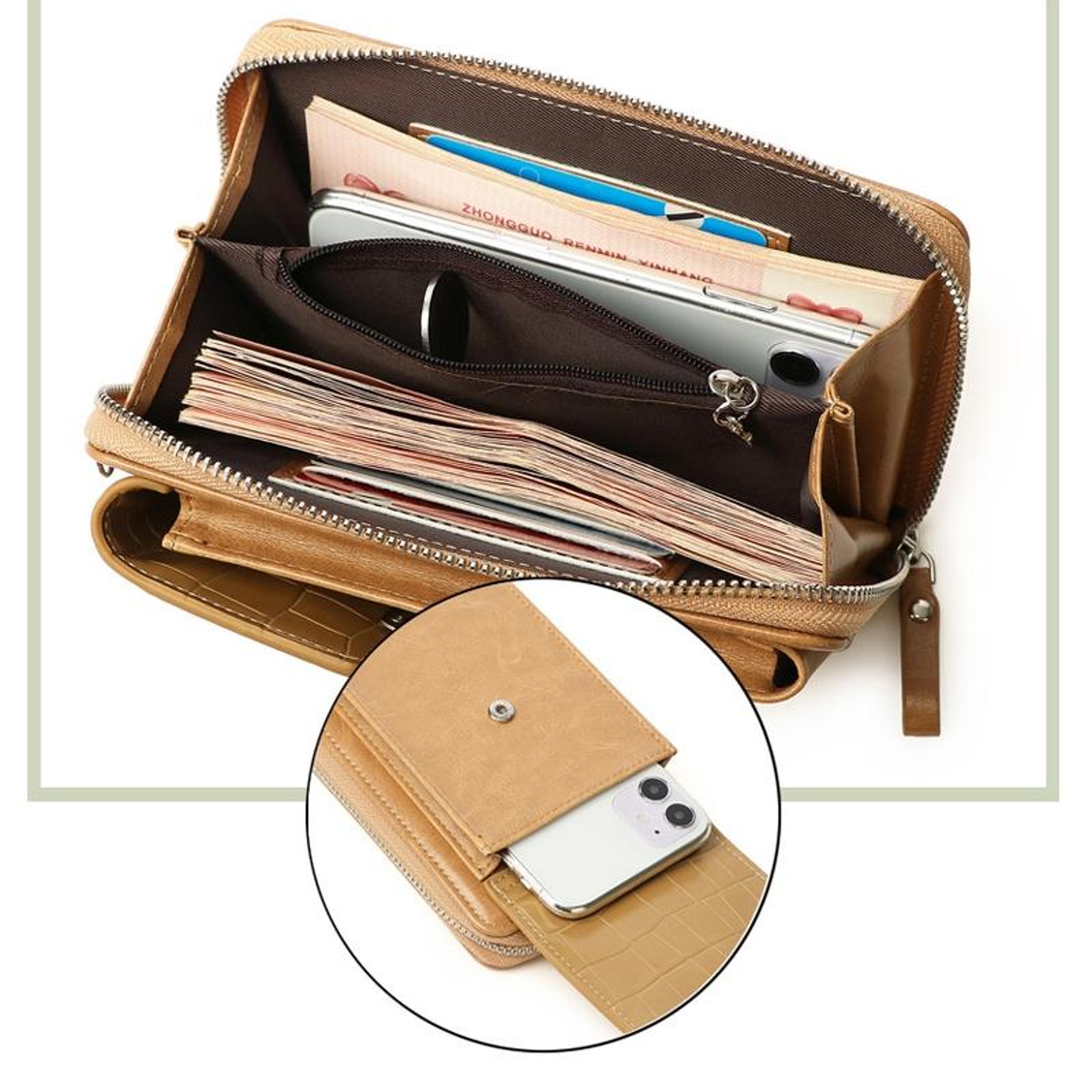 Womens Crossbody Phone Bag Large Capacity PU Leather Wallet Purse With Shoulder Strap 3