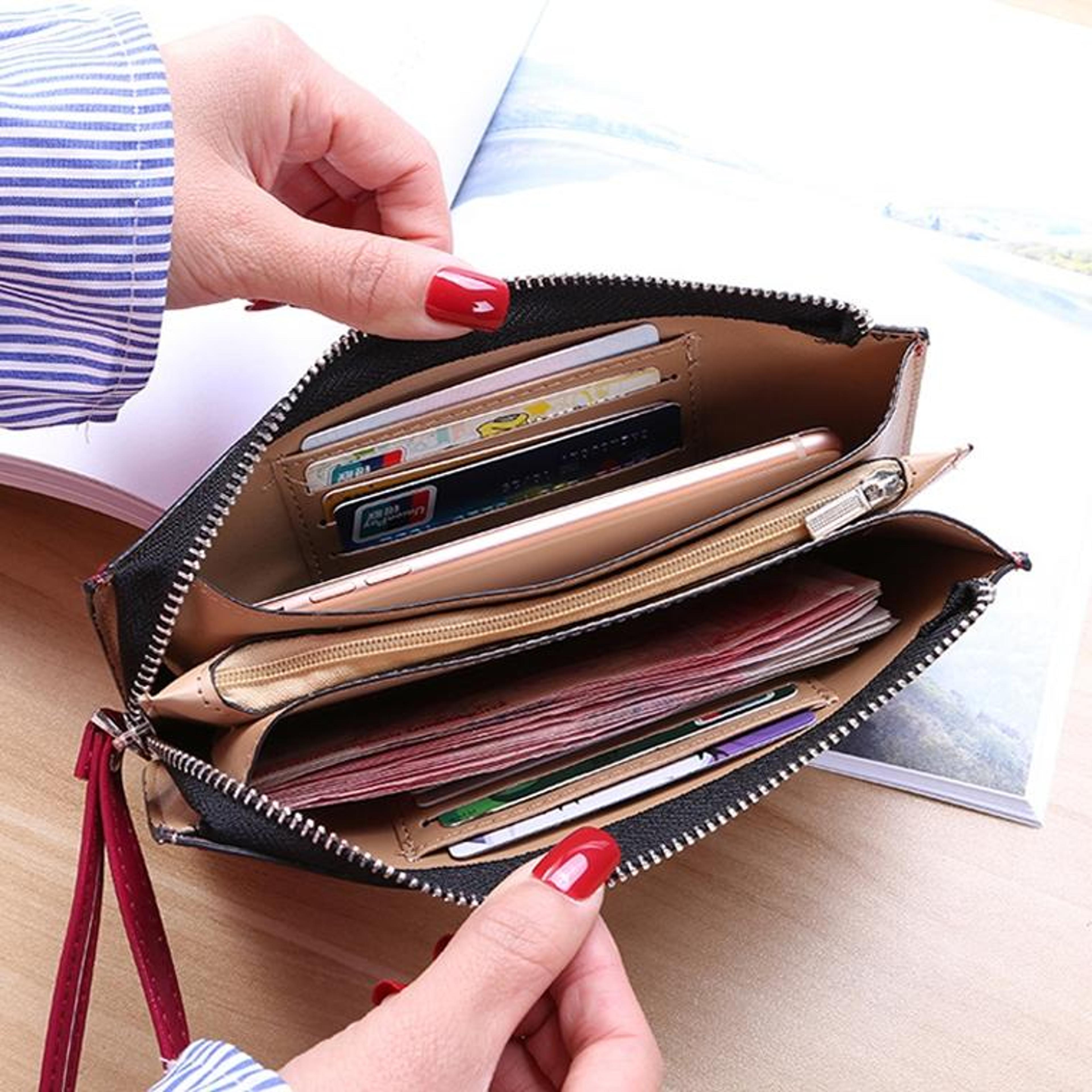 Elegant Womens Wristlet Wallet Large Capacity Long Zipper Wallet With Multi Card Slots 3