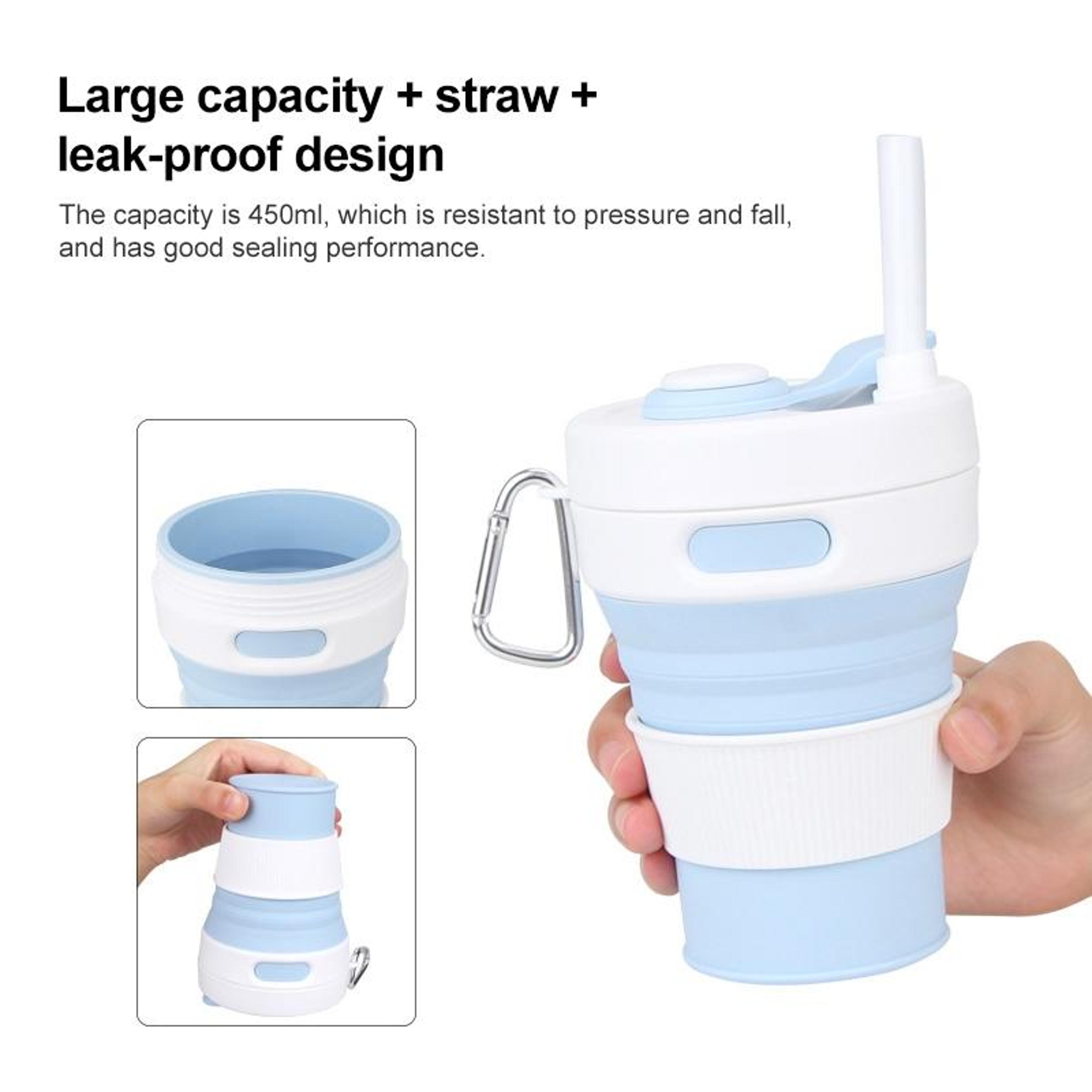 350ML Collapsible Silicone Cup With Straw Leakproof Portable Travel Mug For Hot And Cold Drinks 2