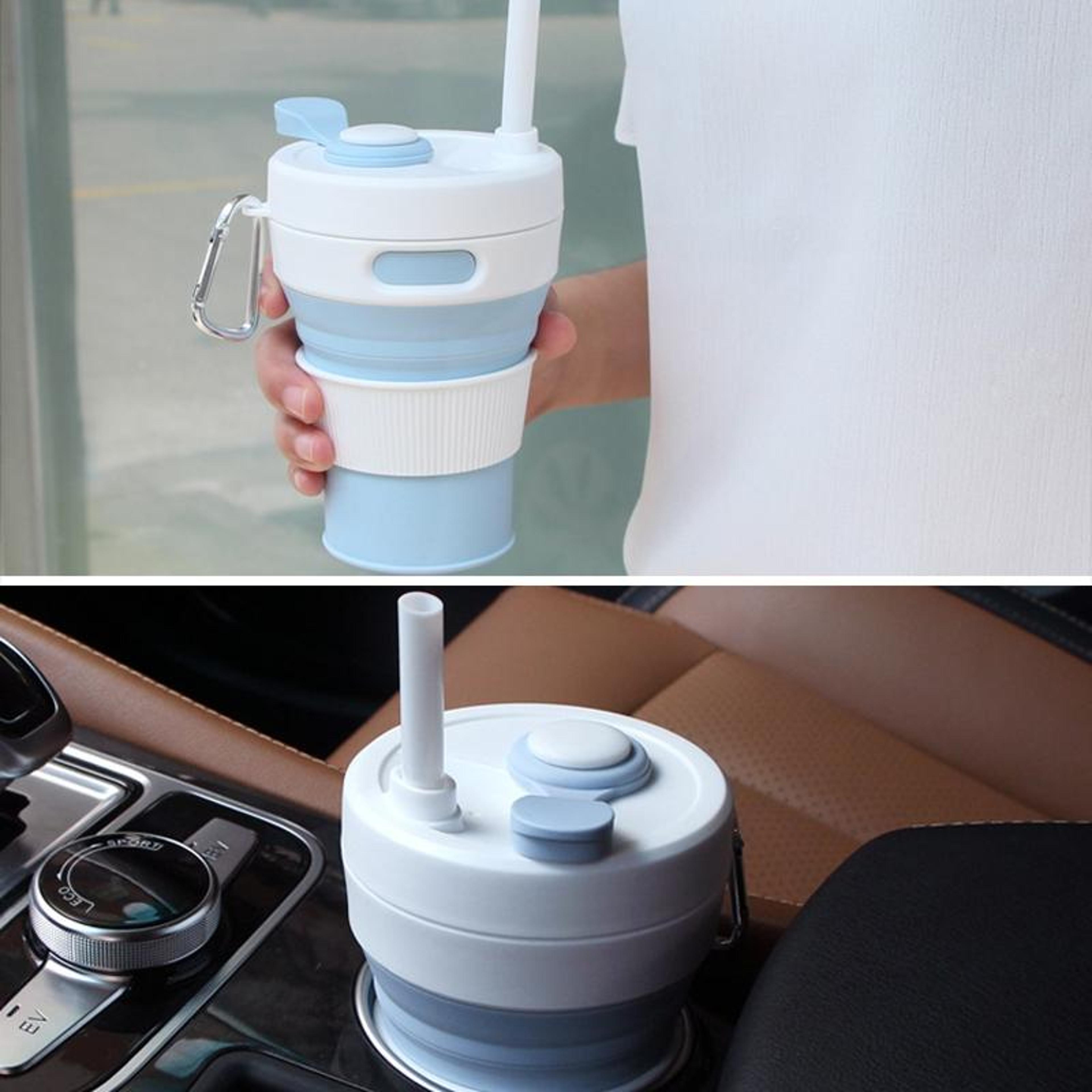 350ML Collapsible Silicone Cup With Straw Leakproof Portable Travel Mug For Hot And Cold Drinks 5