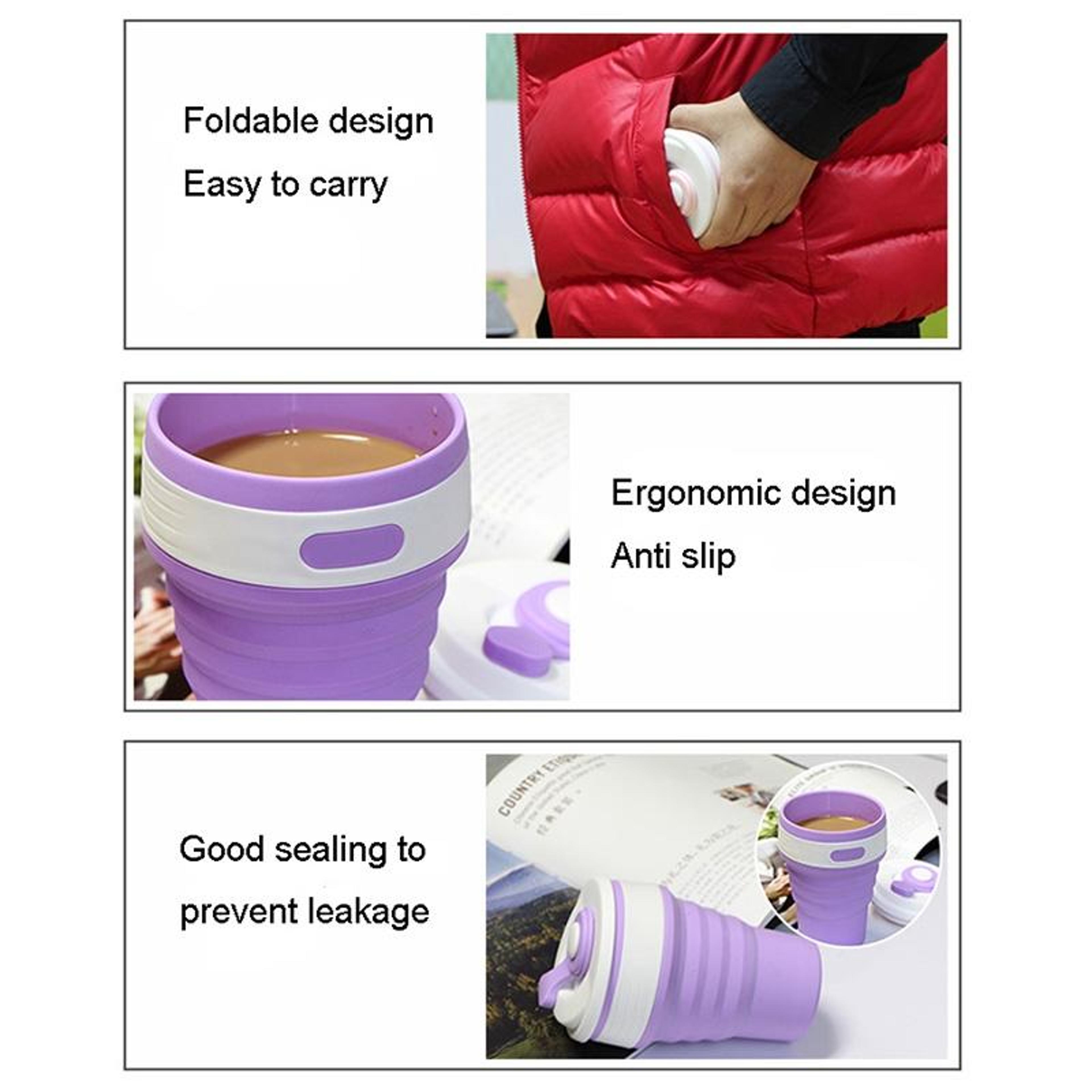 350ml Collapsible Silicone Travel Coffee Cup Portable Reusable Folding Mug 4
