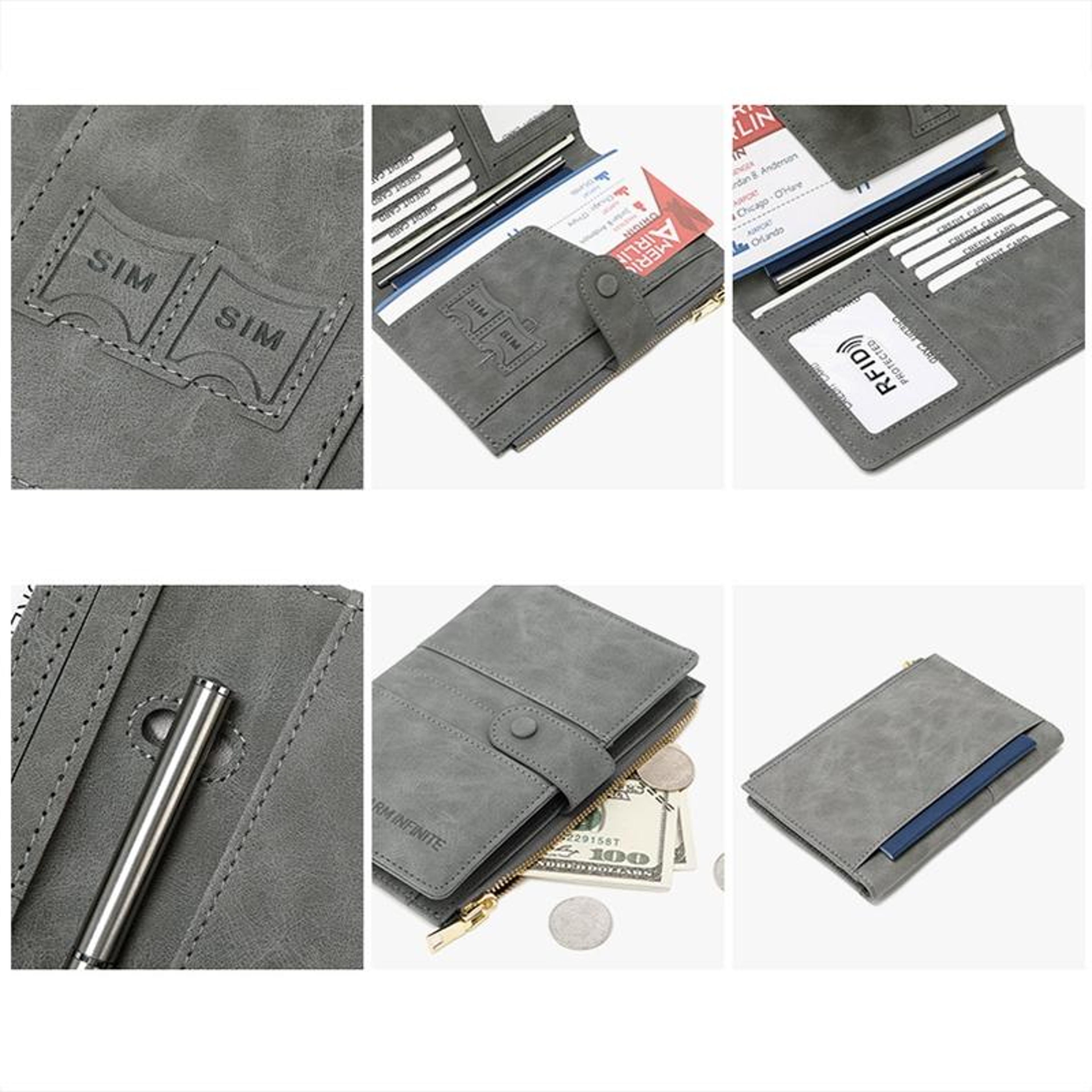 RFID Blocking Travel Passport Wallet Multi Card Document Organizer With Zipper 4