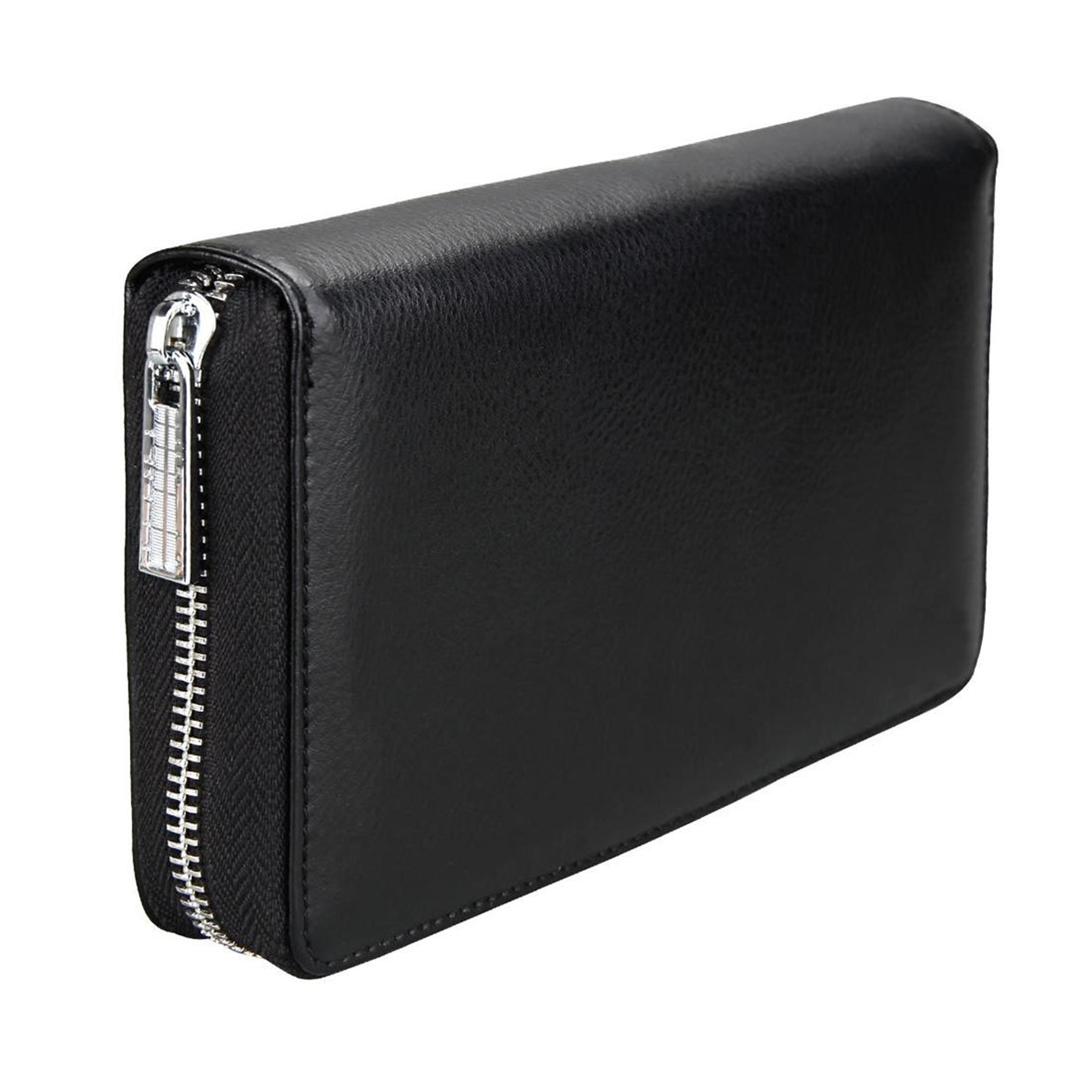 RFID Passport Wallet Genuine Leather Travel Document Organizer Long Wallet With Card Slots 3