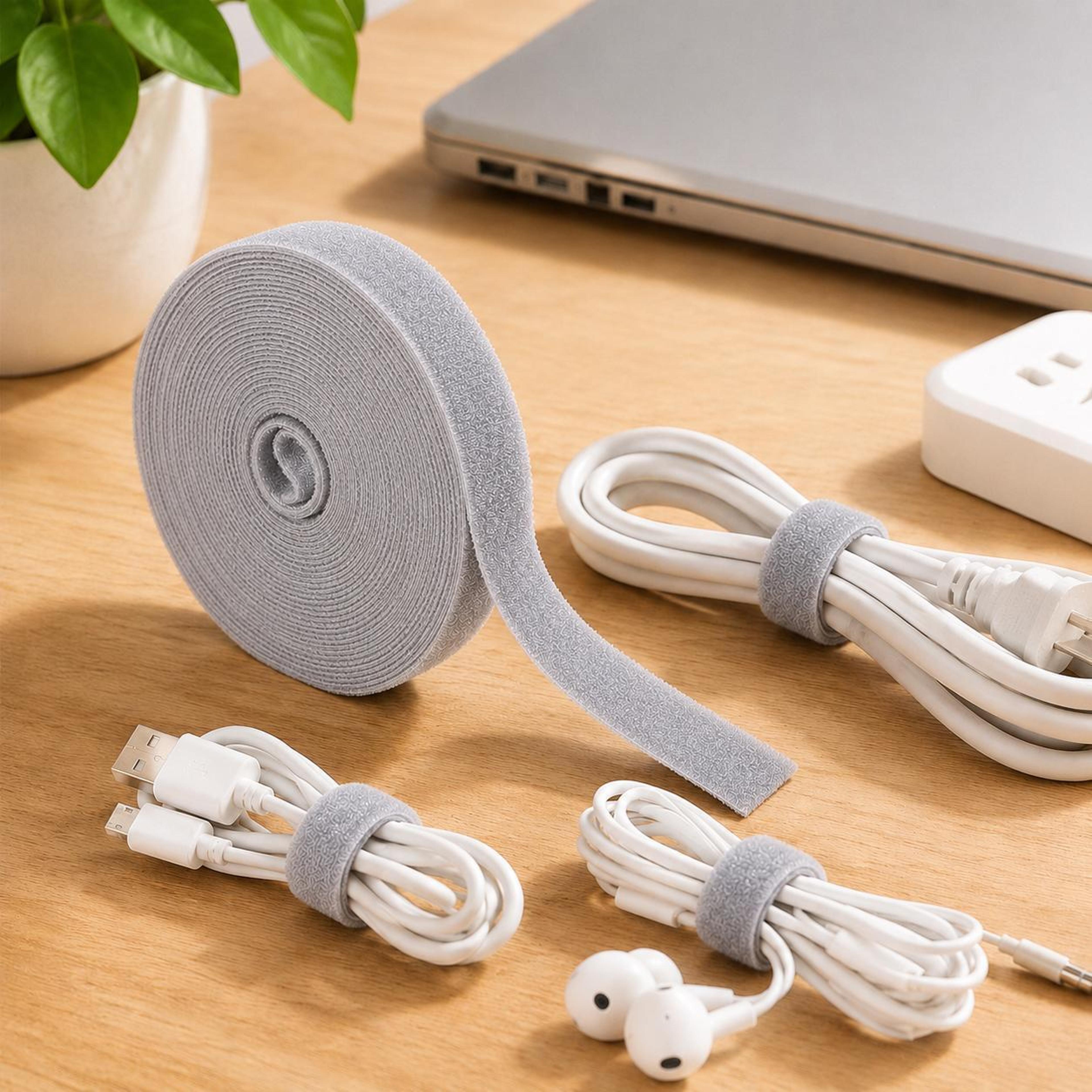 HandTear Hook And Loop Cable Ties Roll Reusable Cable Management Cord Organizer 7