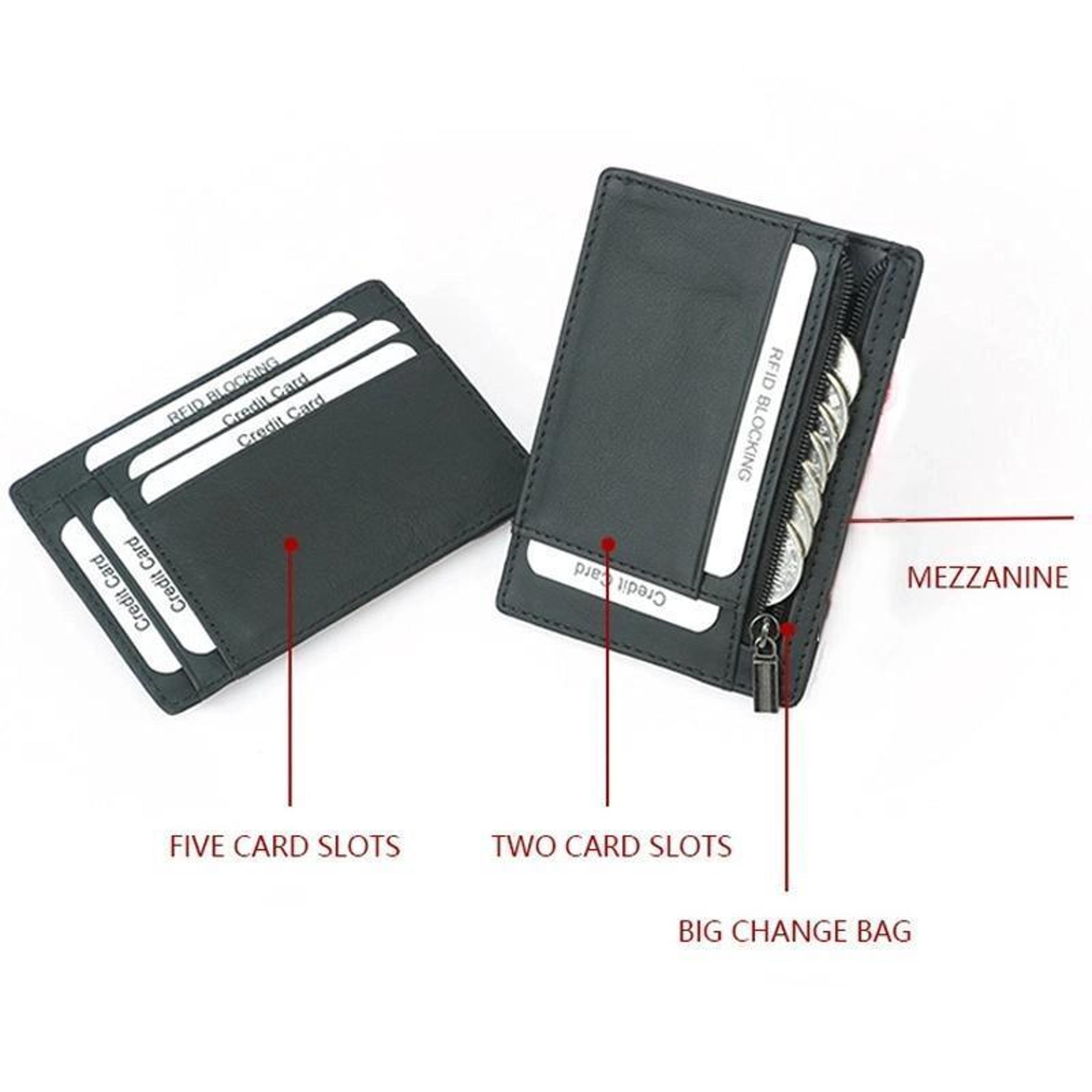 RFID Blocking Card Holder Wallet With Zipper Coin Purse Compact Multi Card Organizer 7
