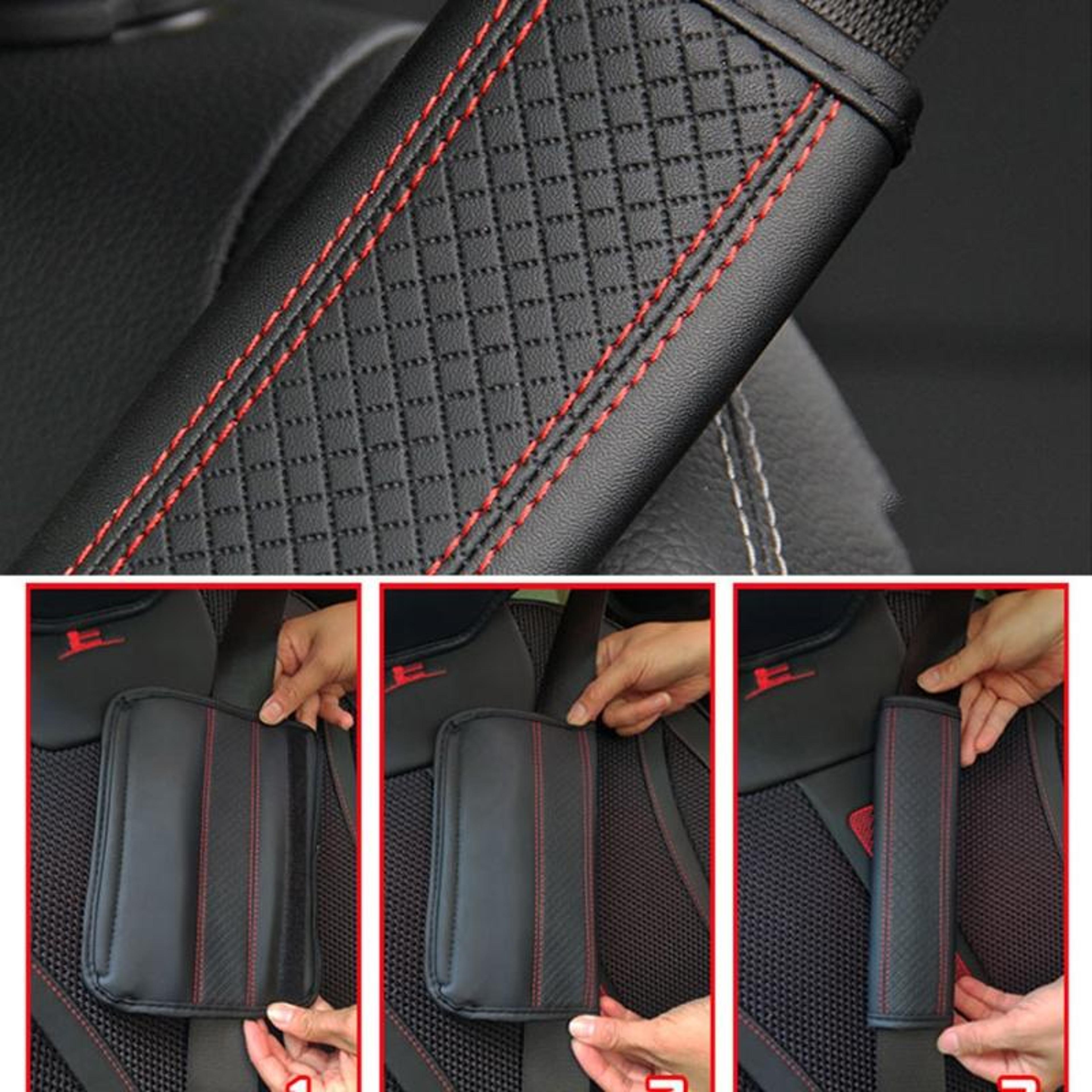 Premium Car Seat Belt Shoulder Pad PU Leather Comfort Protector For Cars SUVs  Trucks 4