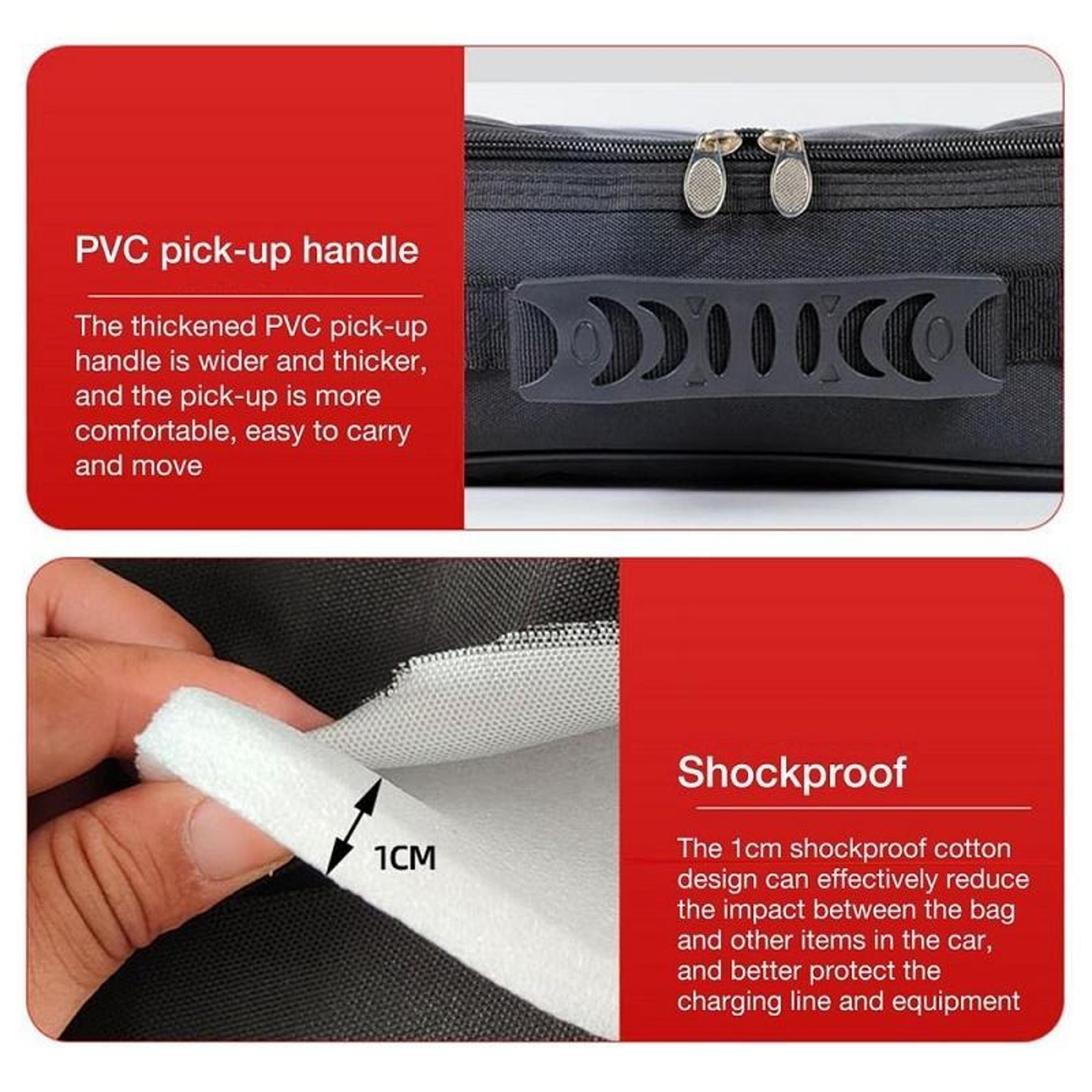 Fireproof EV Charger Storage Bag Waterproof Electric Vehicle Charger Case With Double Zipper 4
