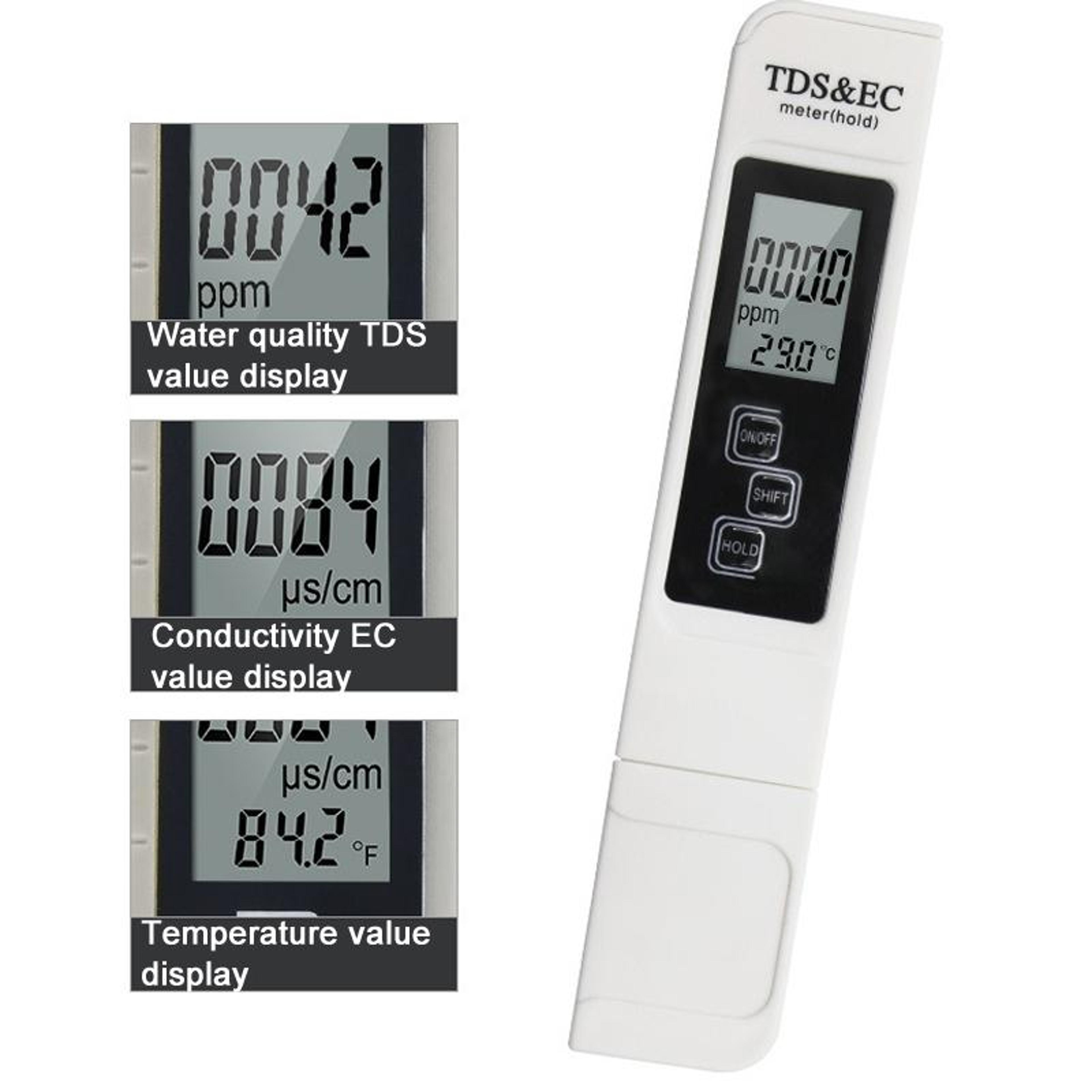 3in1 TDS EC Meter Water Quality Tester With Backlit LCD And Temperature Reading 4