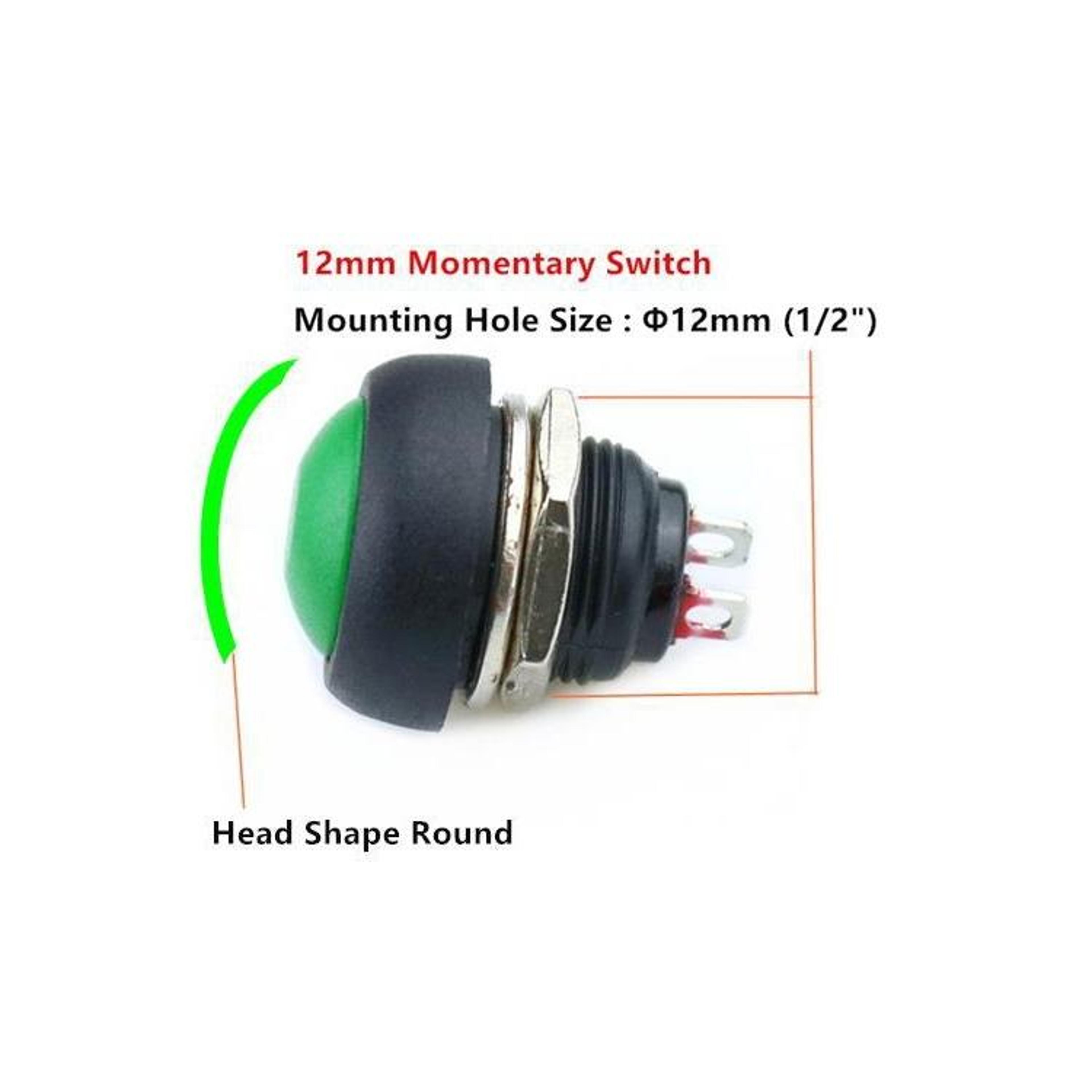 10PCS Waterproof Push Button Switch 12mm Momentary SelfReset Normally Open 4
