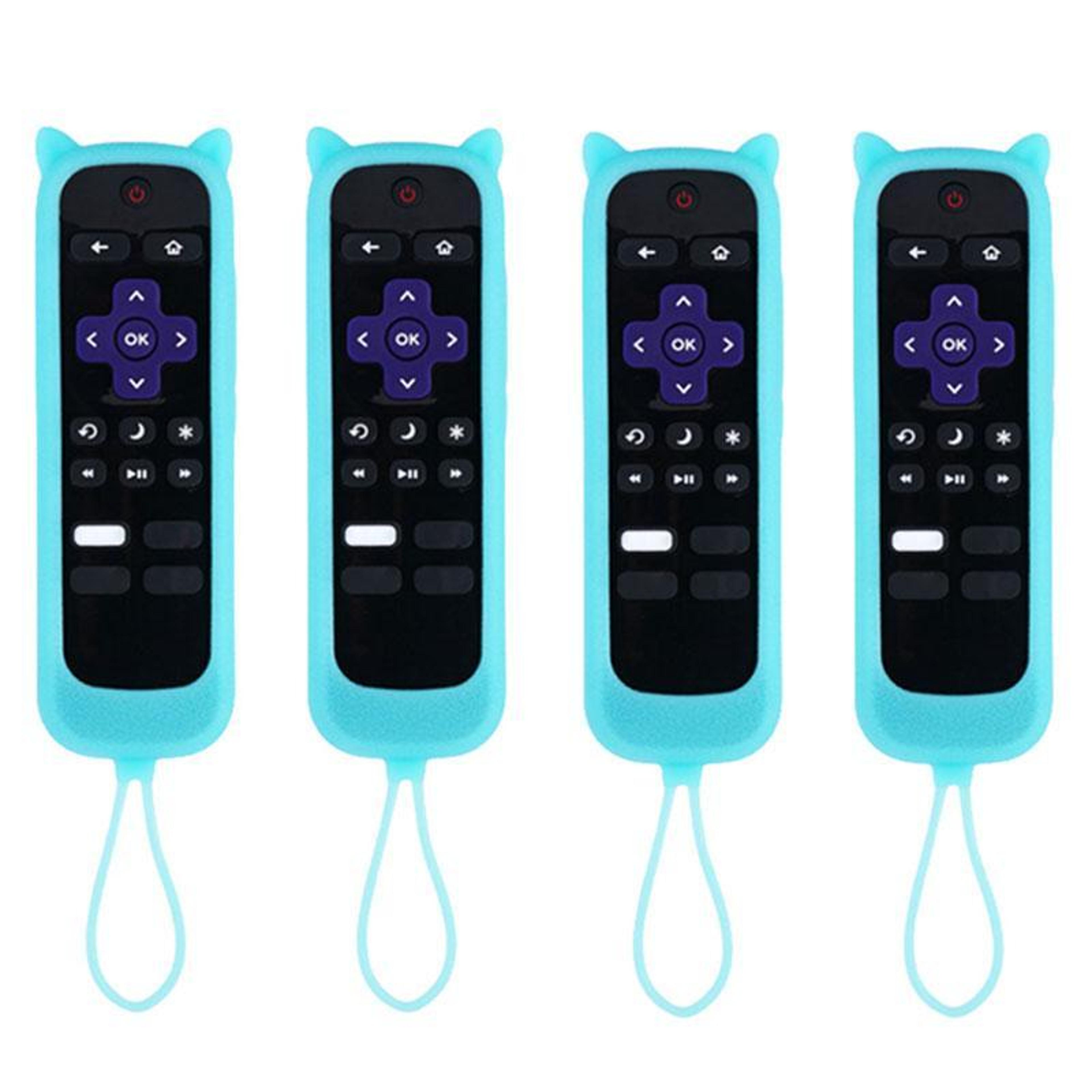 4PCS TCL Roku TV Remote Silicone Covers With Cat Ears And Mini Straps 12
