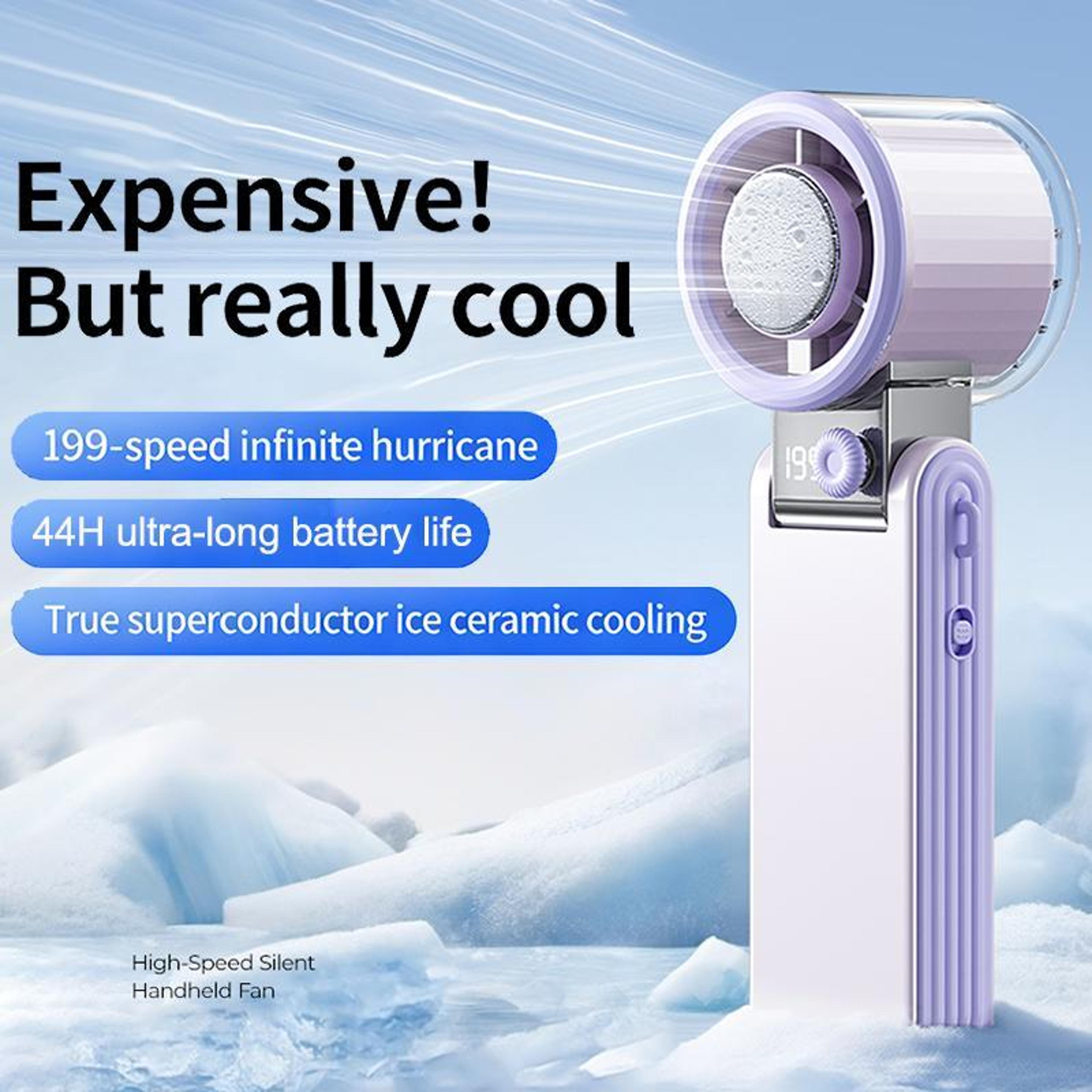 Portable Handheld Turbo Fan With 199 Speeds Digital Display And Foldable Design 1
