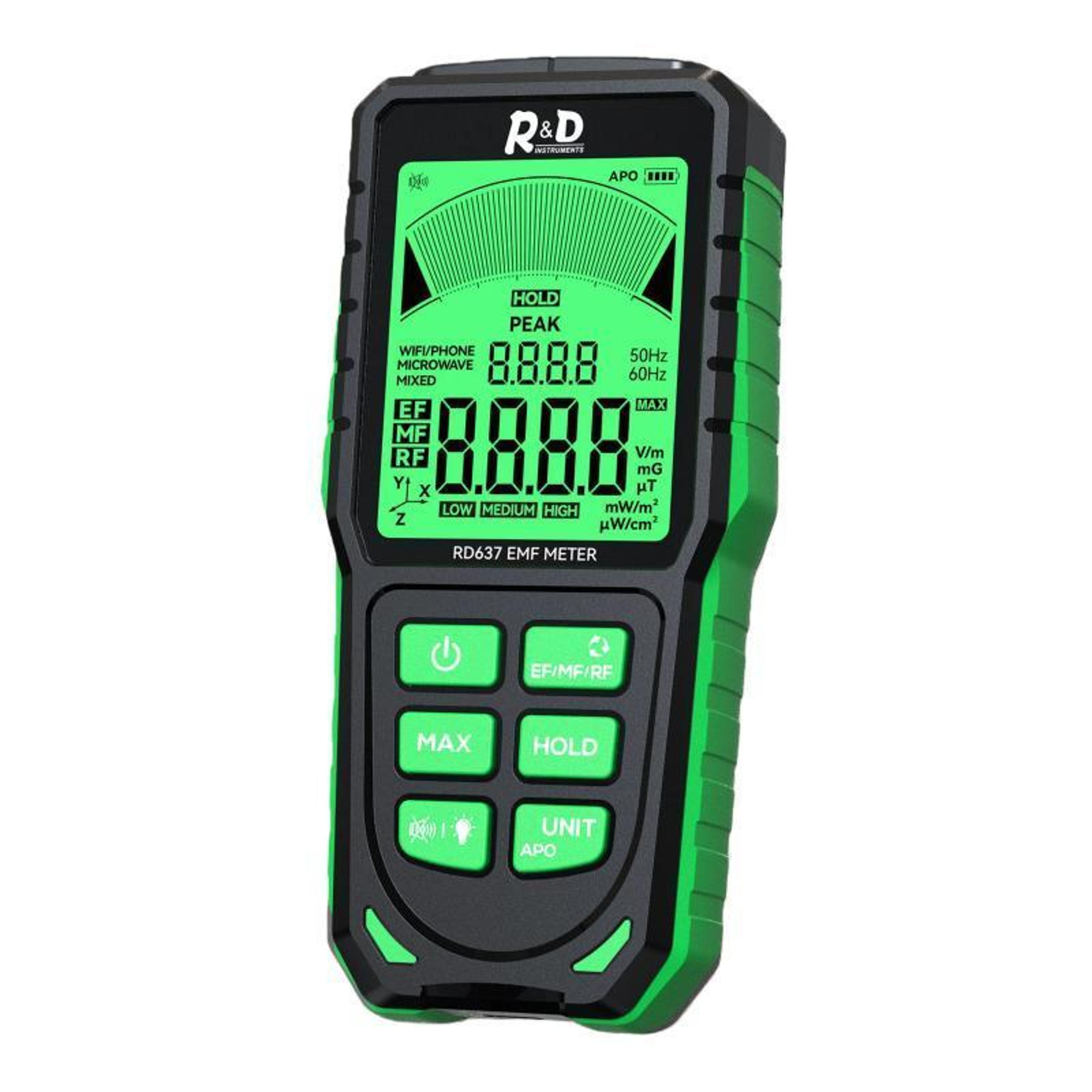 3-in-1 emf meter and electromagnetic radiation detector for rf ef mf