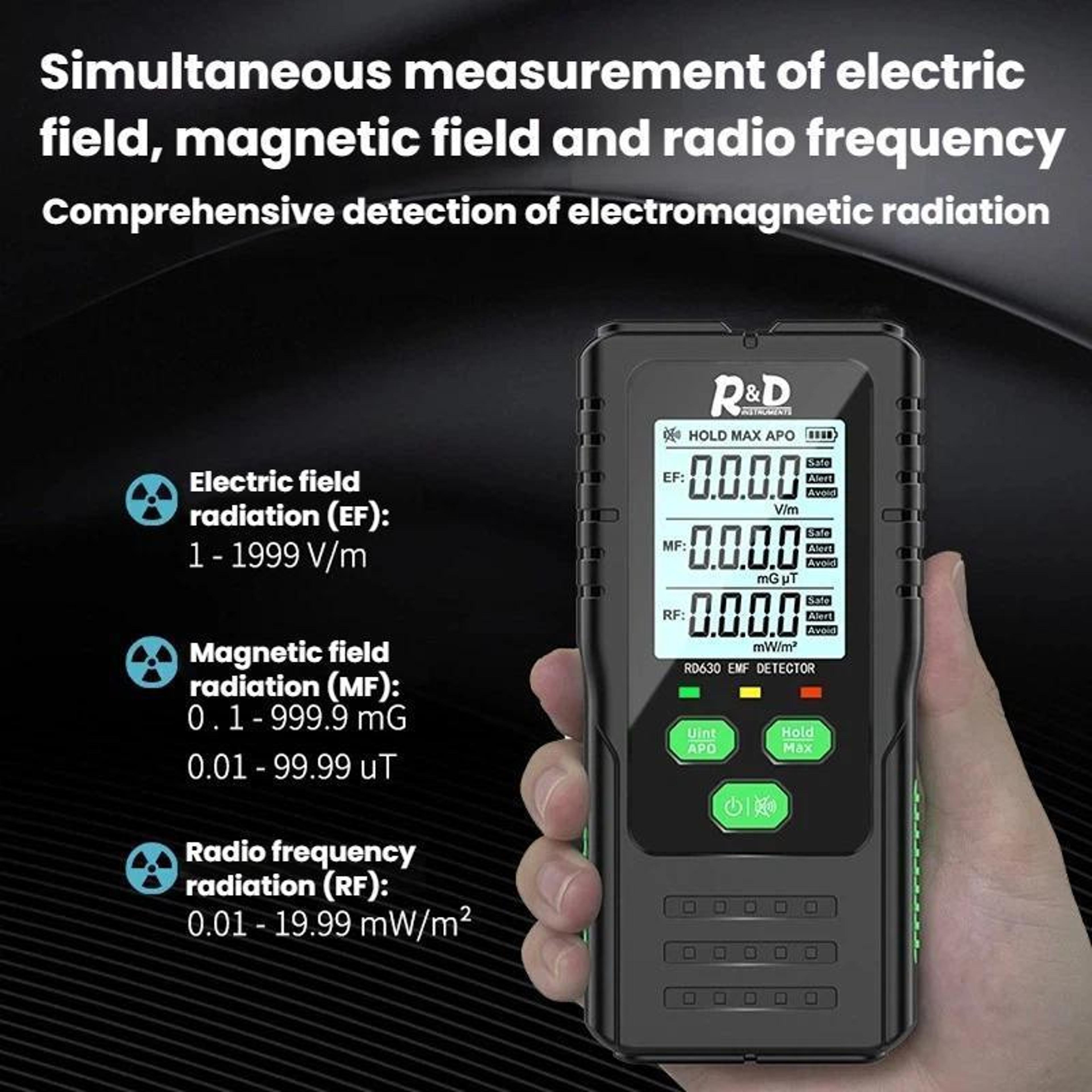 3in1 EMF Meter And RF Detector For Electric Magnetic And Electromagnetic Field Testing 6
