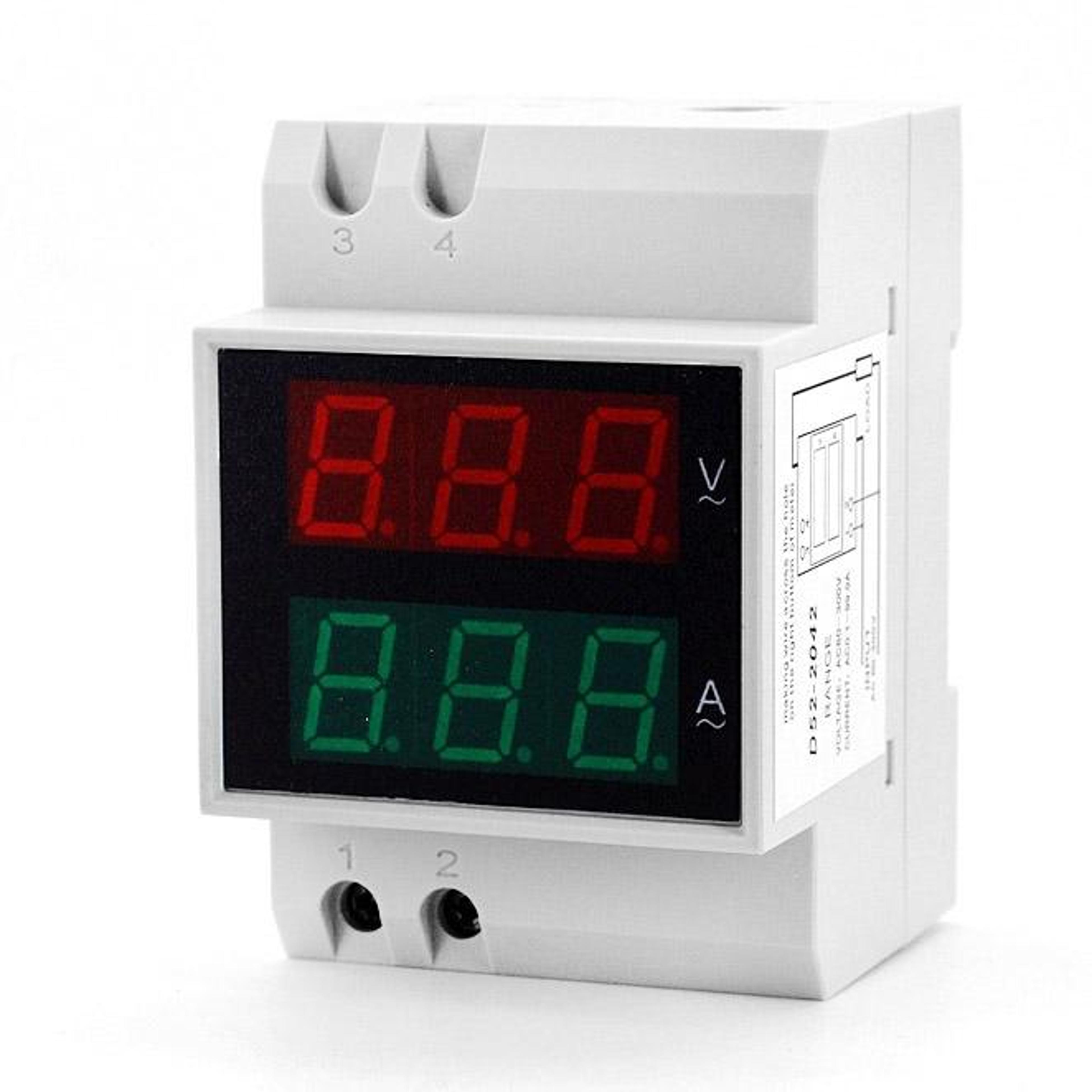 rail voltmeter ammeter with dual led display for ac voltage and current monitoring