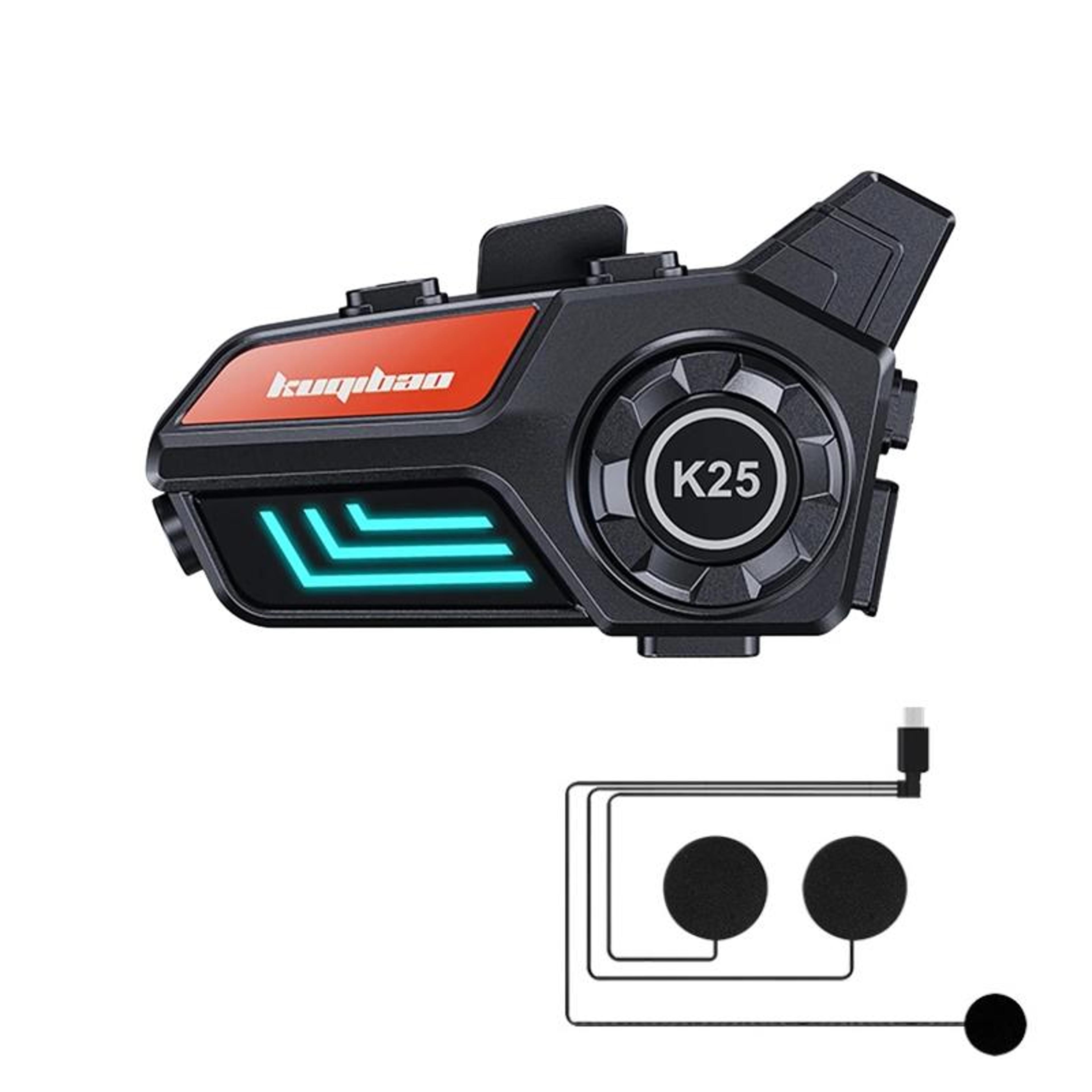 motorcycle helmet bluetooth headset with ipx6 waterproofing, noise reduction and led light