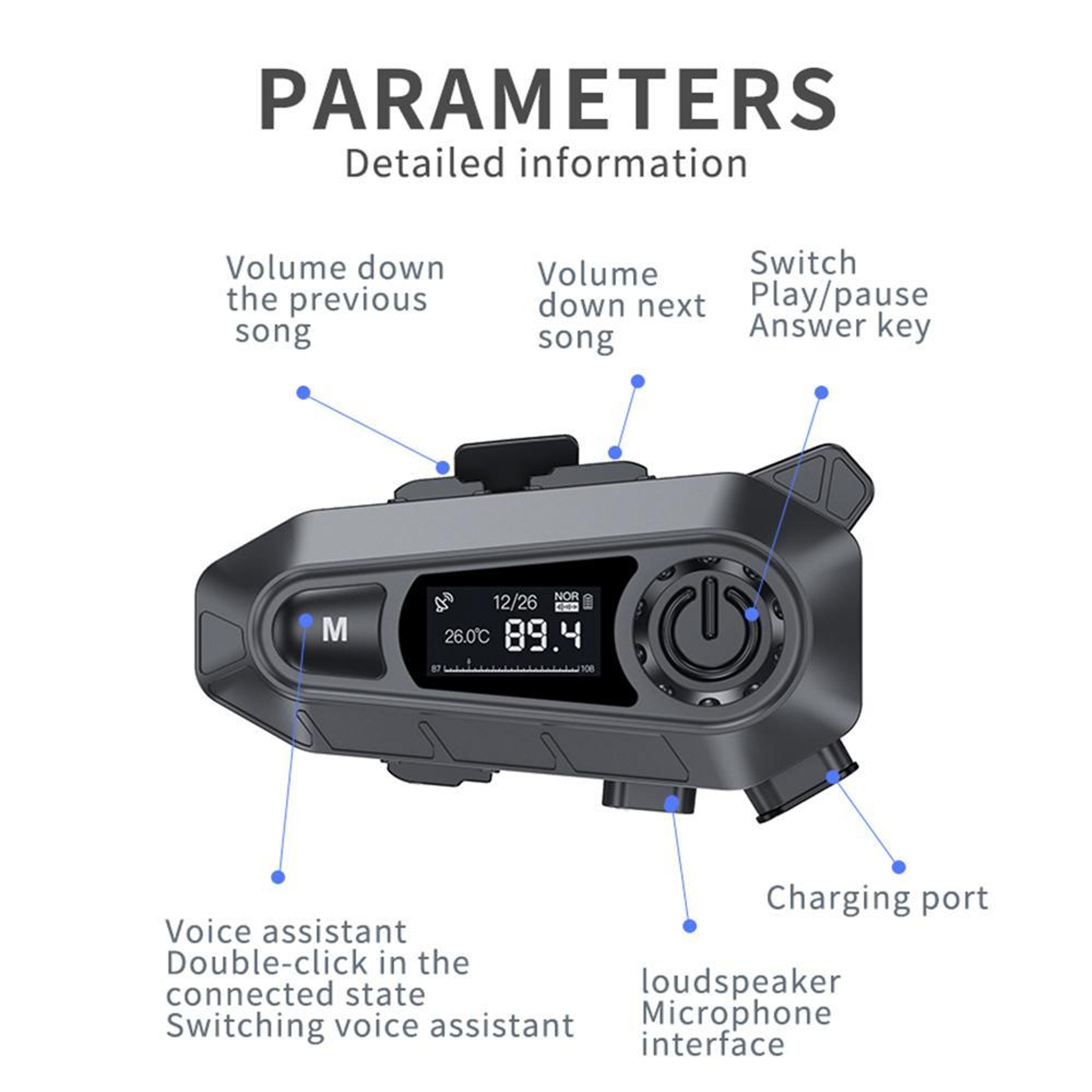 Motorcycle Helmet Bluetooth Headset With IP67 Waterproofing And Noise Reduction 2