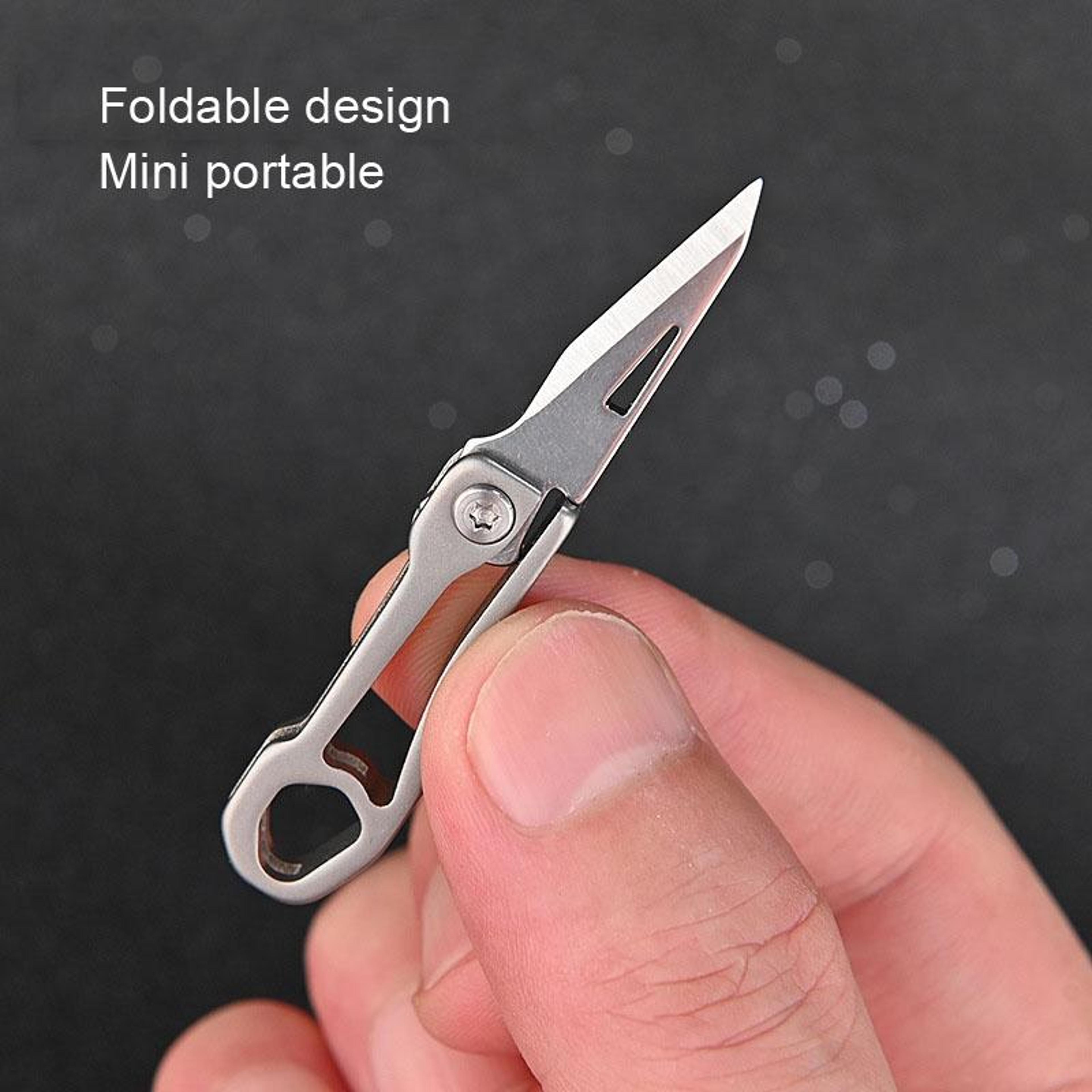 Titanium Alloy Mini Folding Keychain Knife With Stainless Steel Blade 3