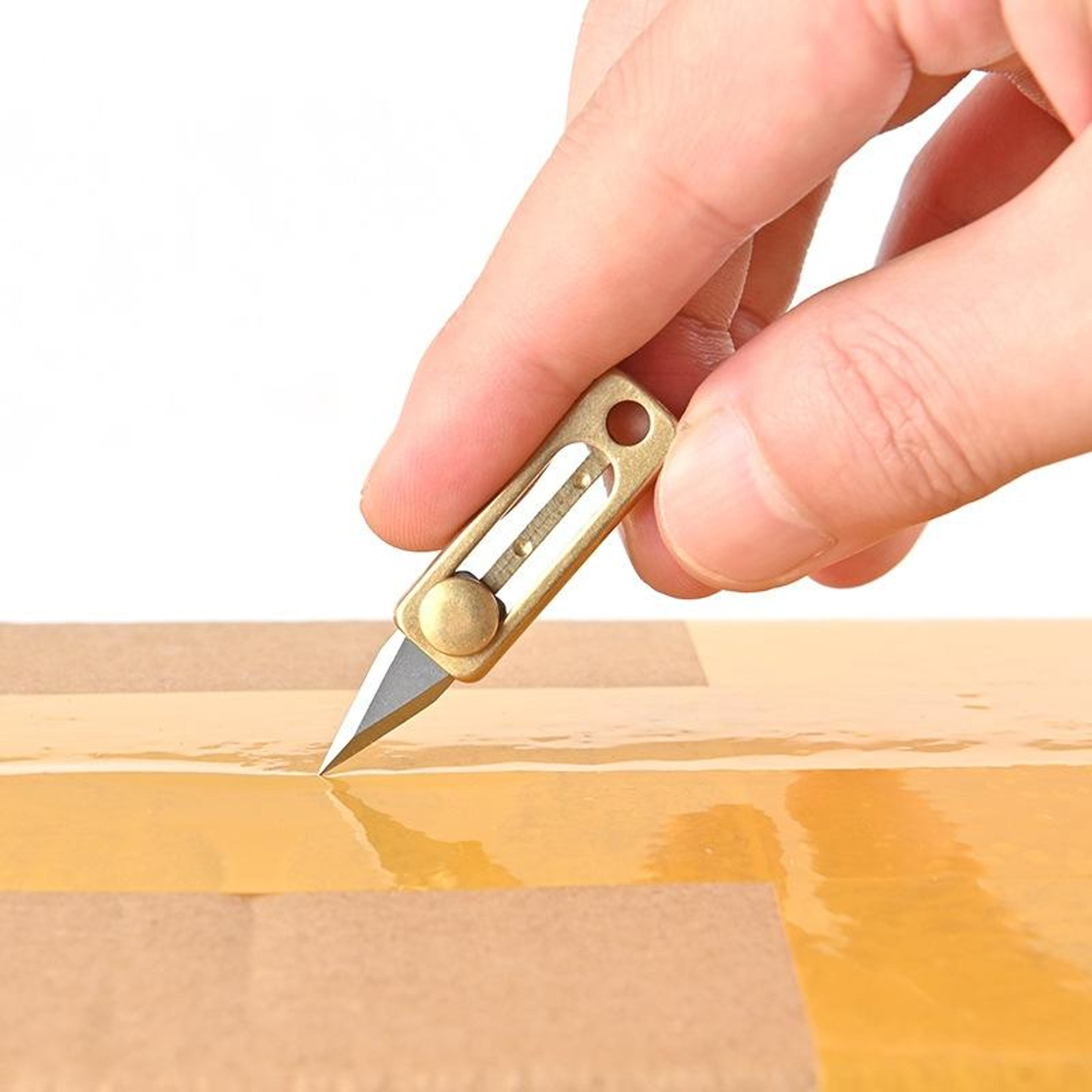 brass mini edc keychain knife with stainless steel blade