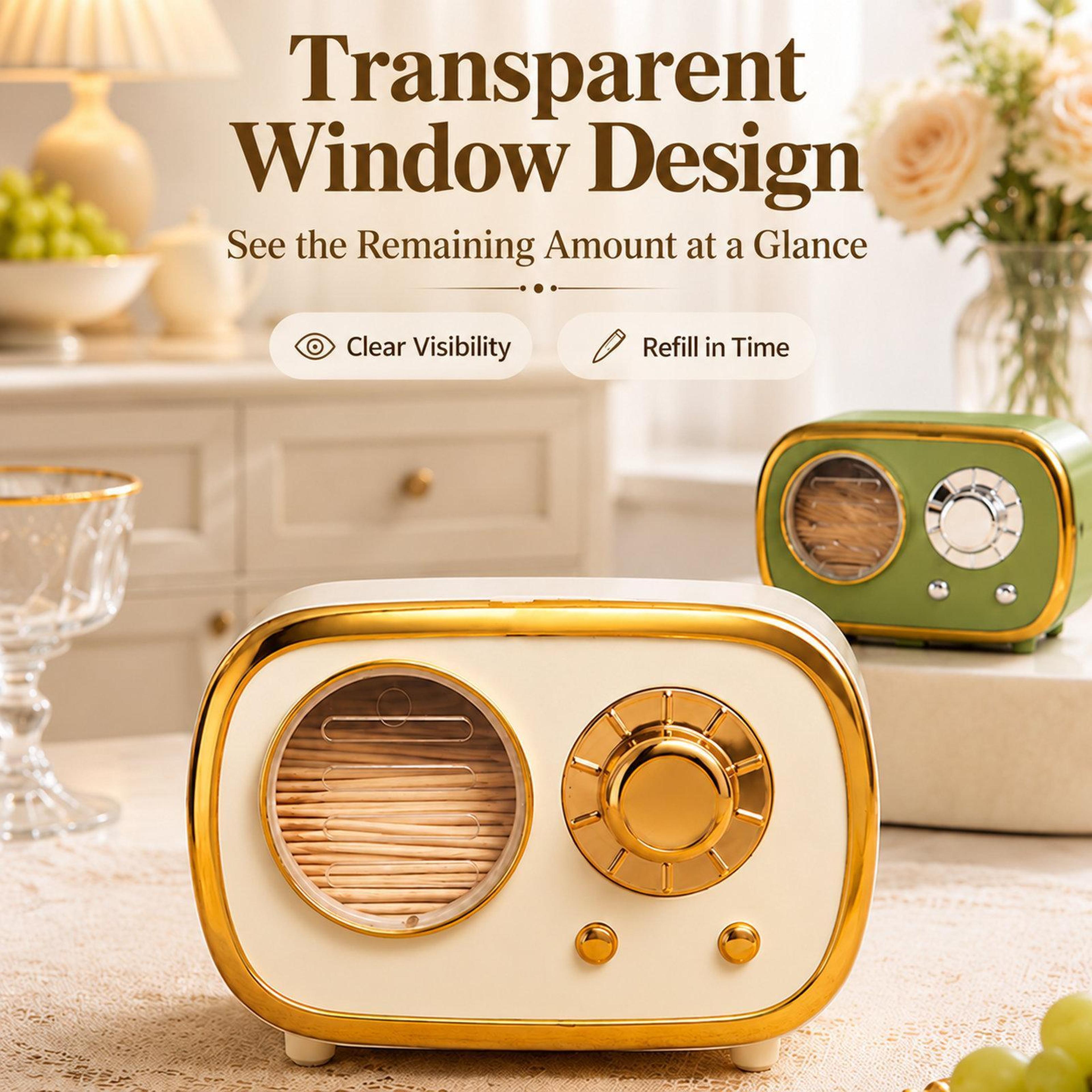 Vintage Radio Toothpick Holder With Dustproof Storage And Shake Dispenser 2